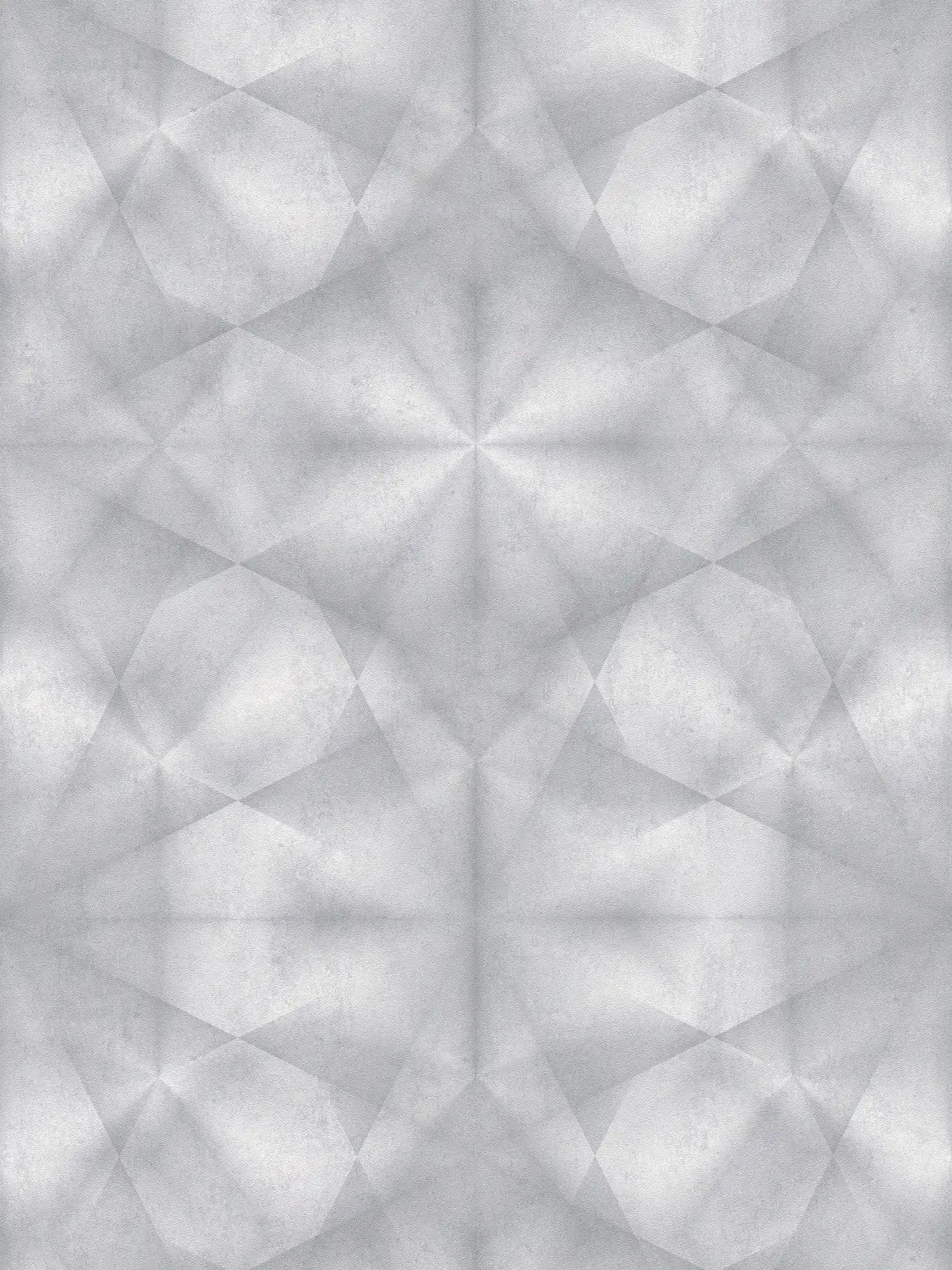Graue Tapete Kaleidoskop Muster mit 3D Effekt – Grau, Metallic
