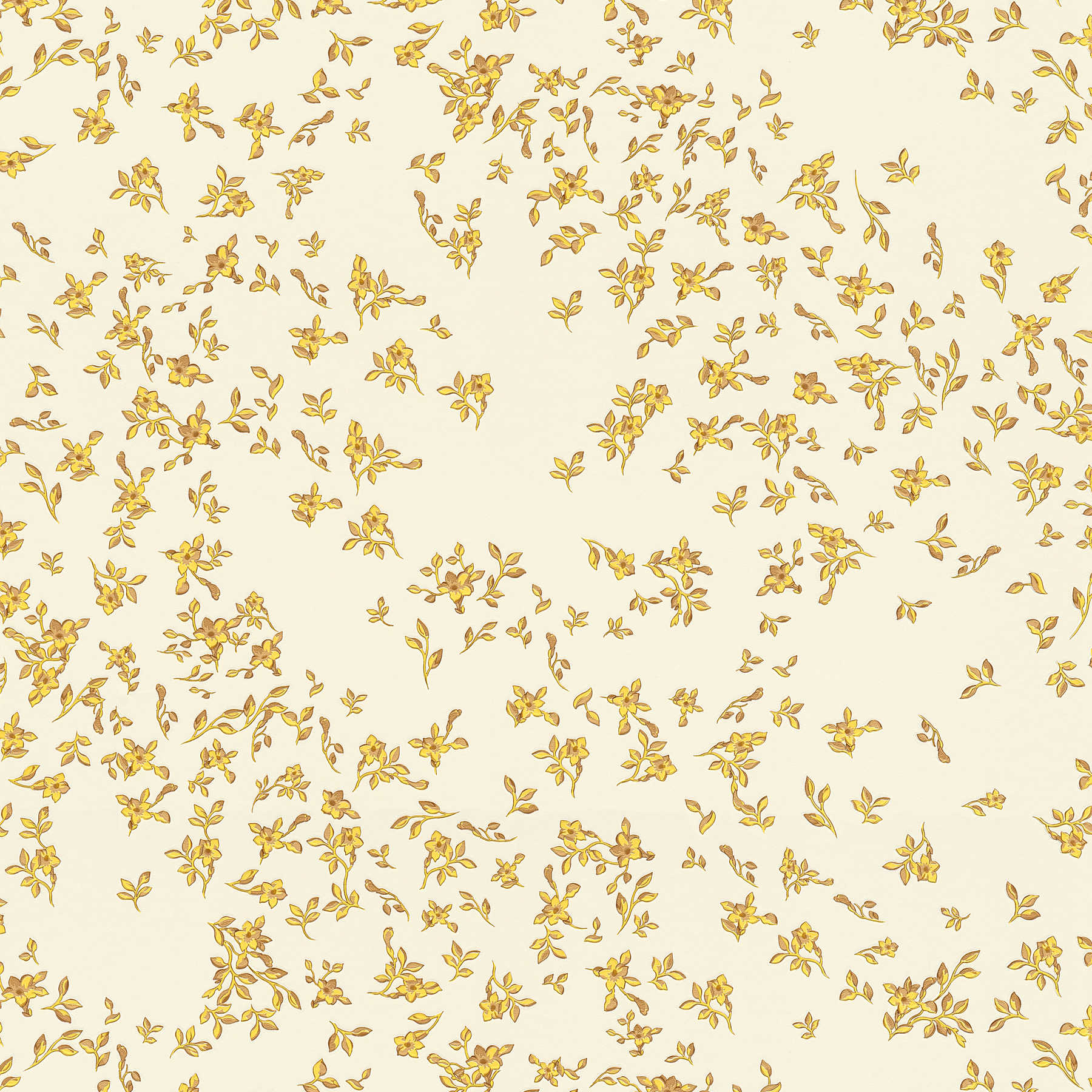         VERSACE Tapete mit feinen goldenen Blümchen – Gold, Gelb, Beige
    