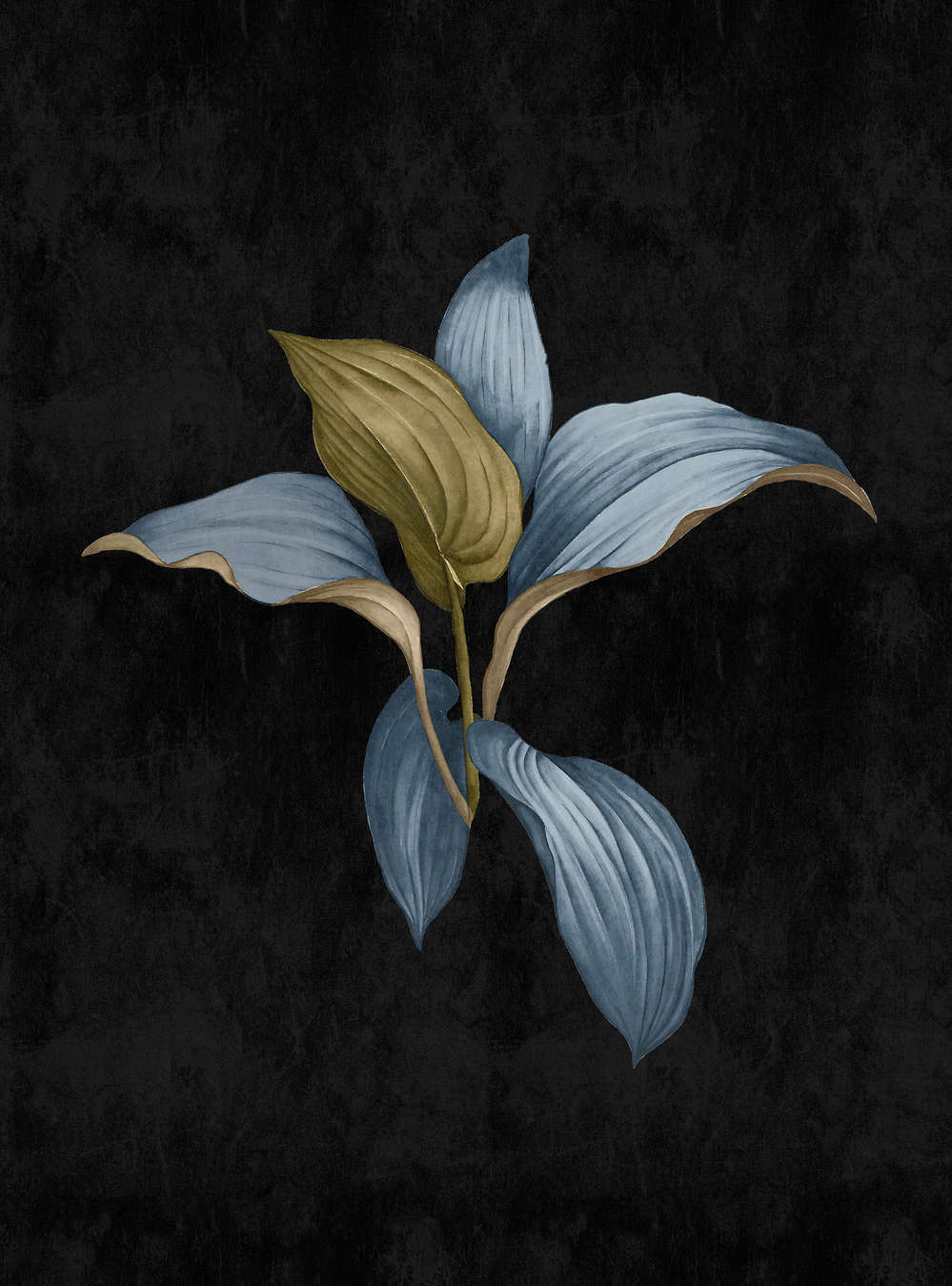             Fiji 3 – Dunkle Fototapete Botanical Design in Blau & Grün
        