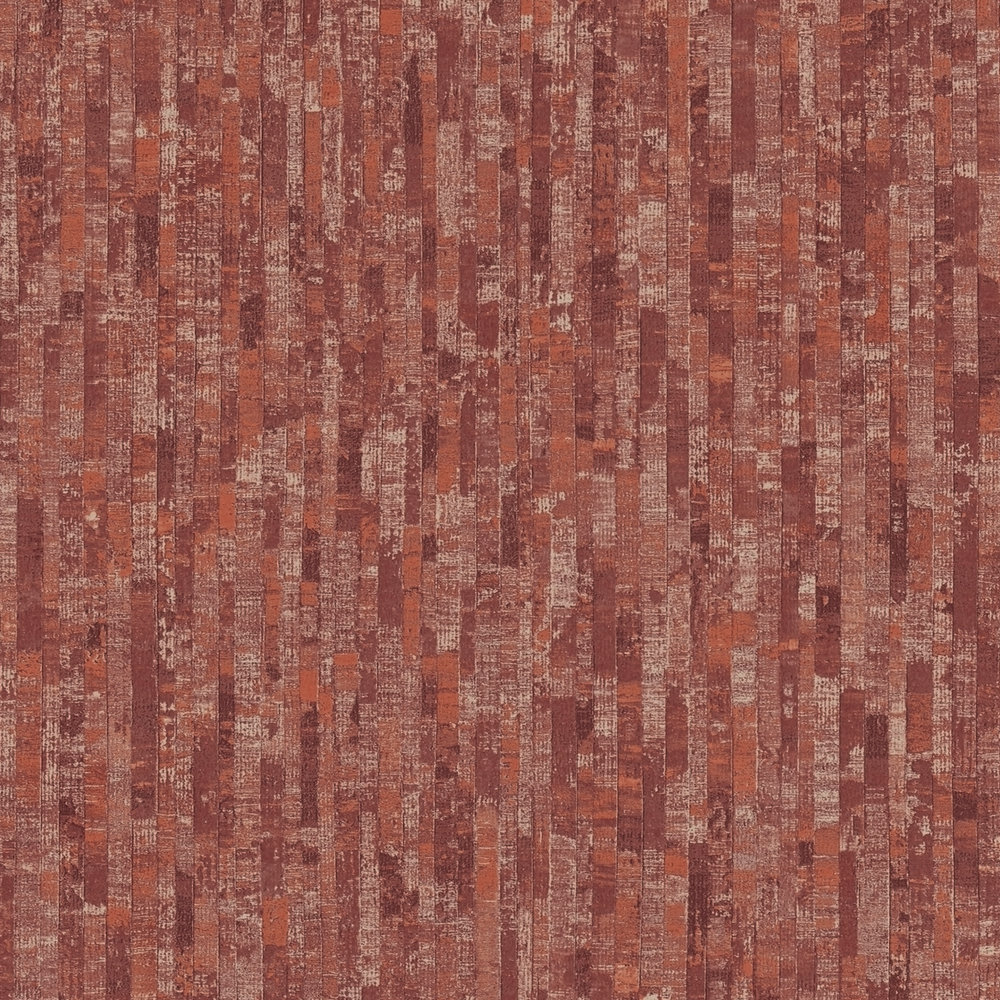             Rostfarbene Tapete mit Natur-Strukturmuster – Rot
        