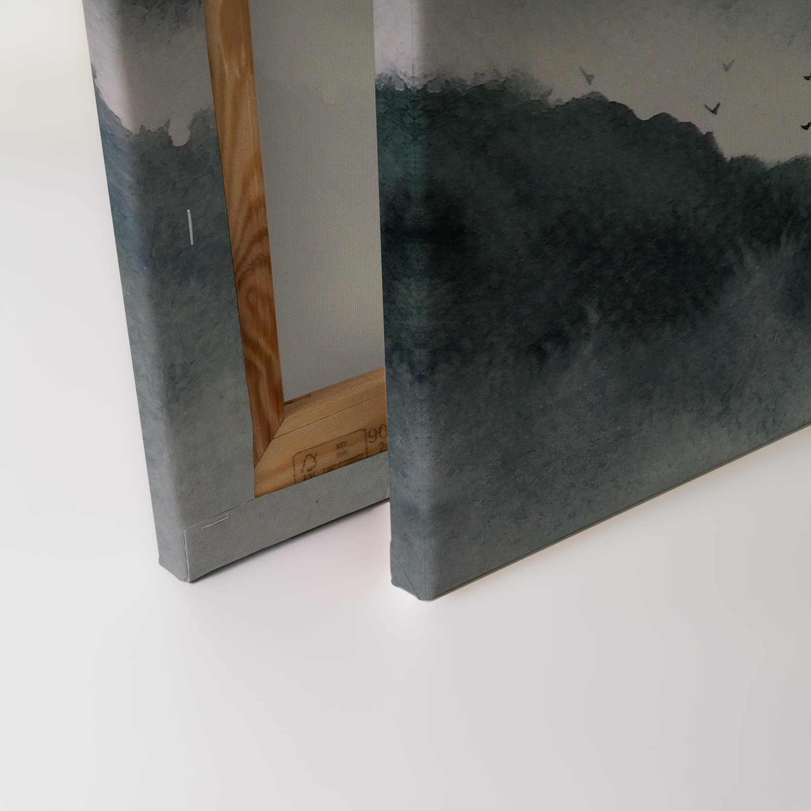             Leinwand mit nebeliger Landschaft im Gemälde-Stil | grau, schwarz – 0,90 m x 0,60 m
        