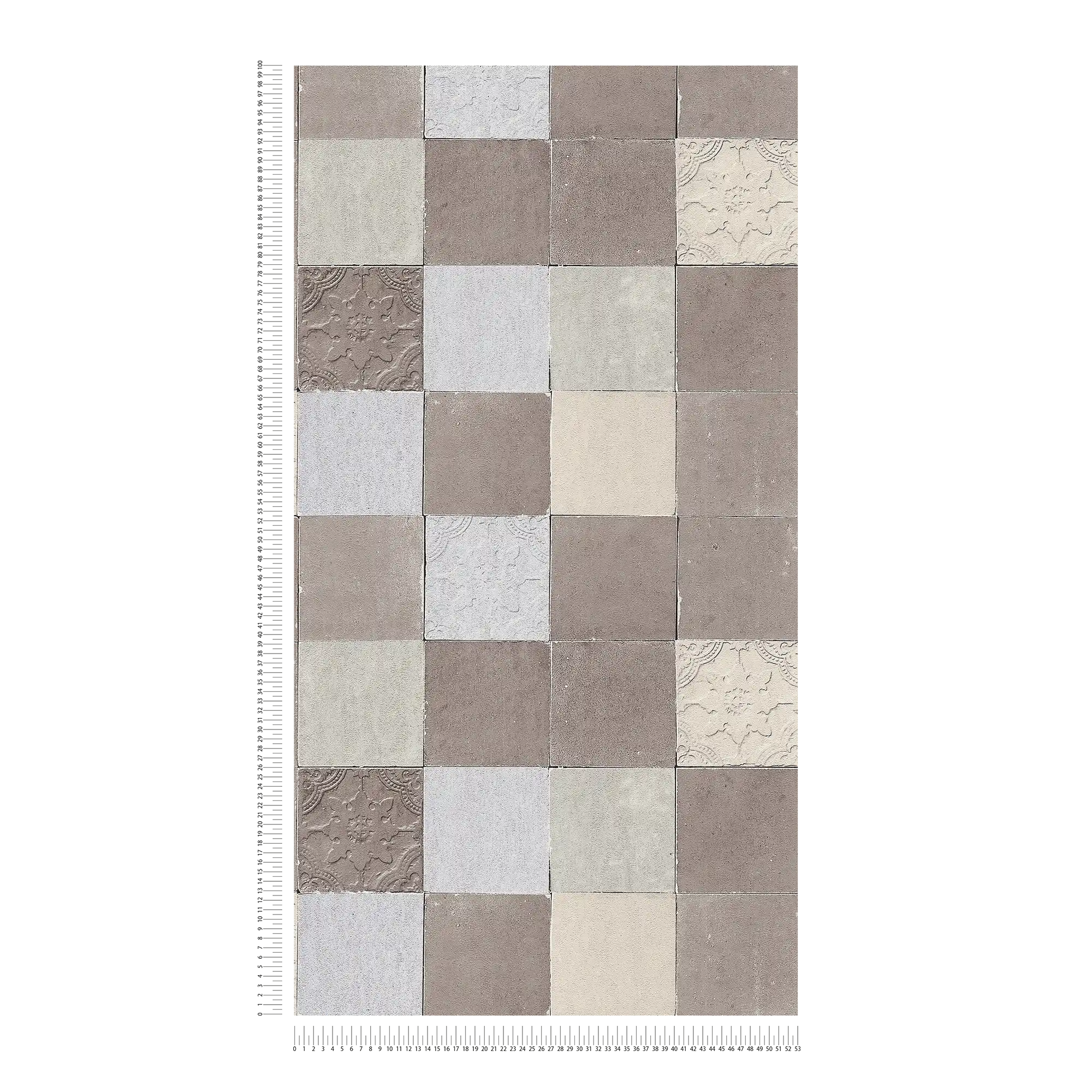             Fliesen-Tapete orientalisches Mosaik – Grau, Creme
        