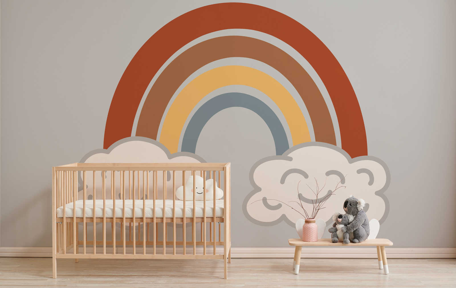         Fototapete neutraler Regenbogen auf Wolken für Kids
    