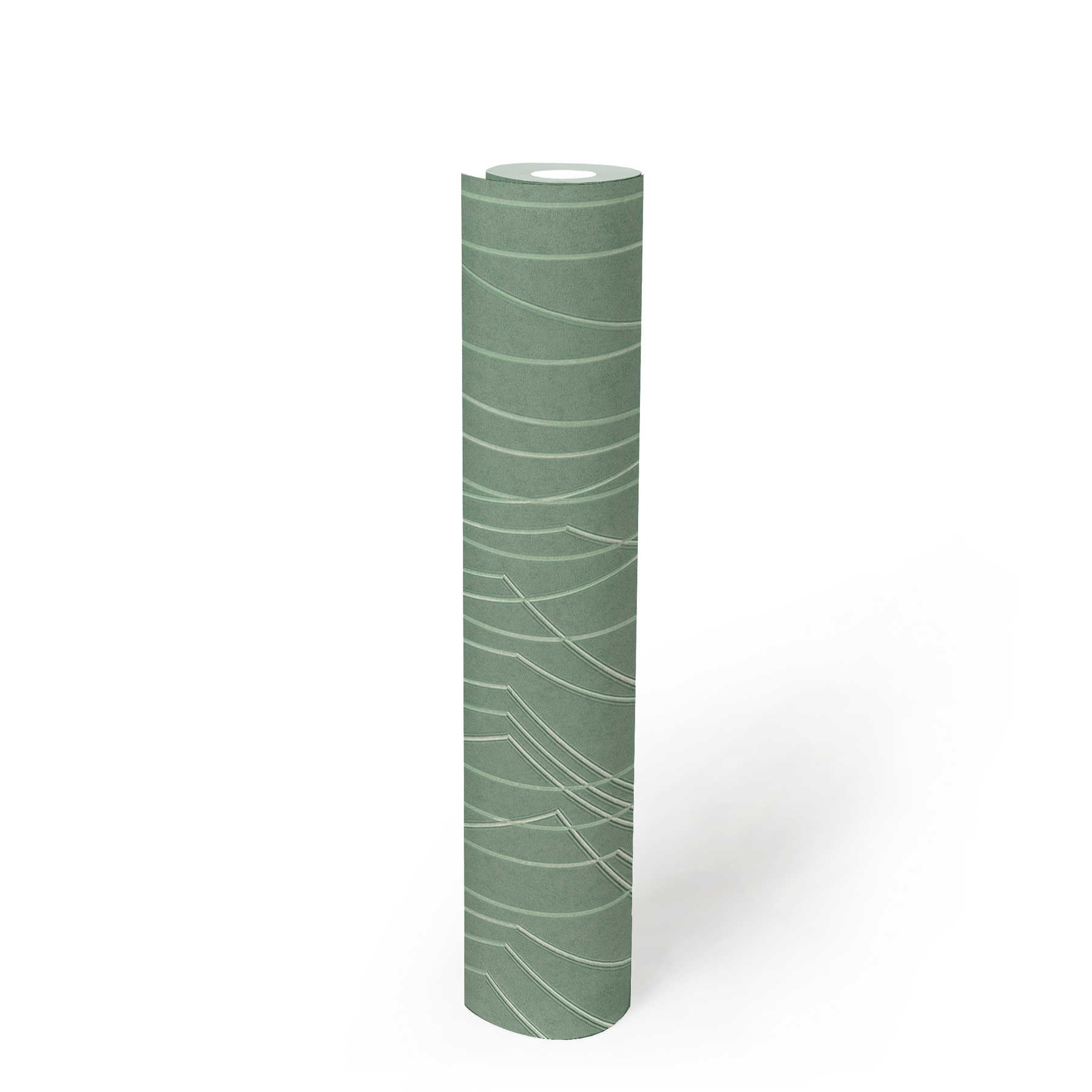             Grüne Vliestapete mit geprägtem Muster – Grün
        