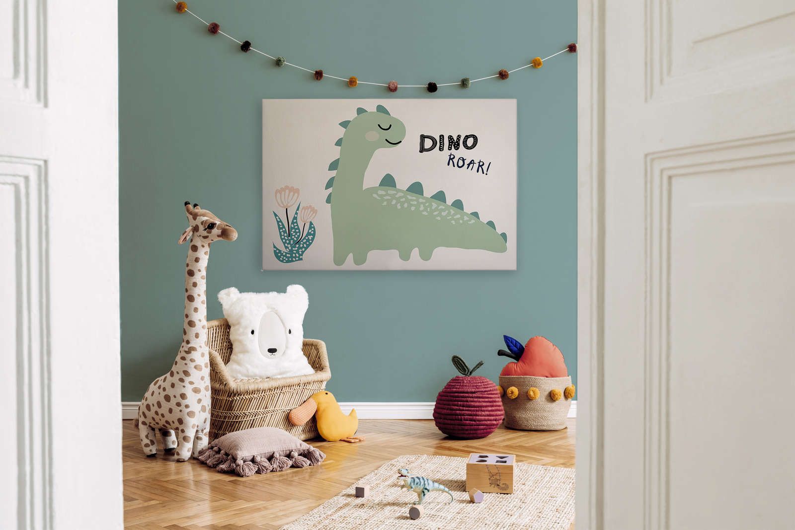             Leinwand mit gemaltem Dinosaurier – 120 cm x 80 cm
        