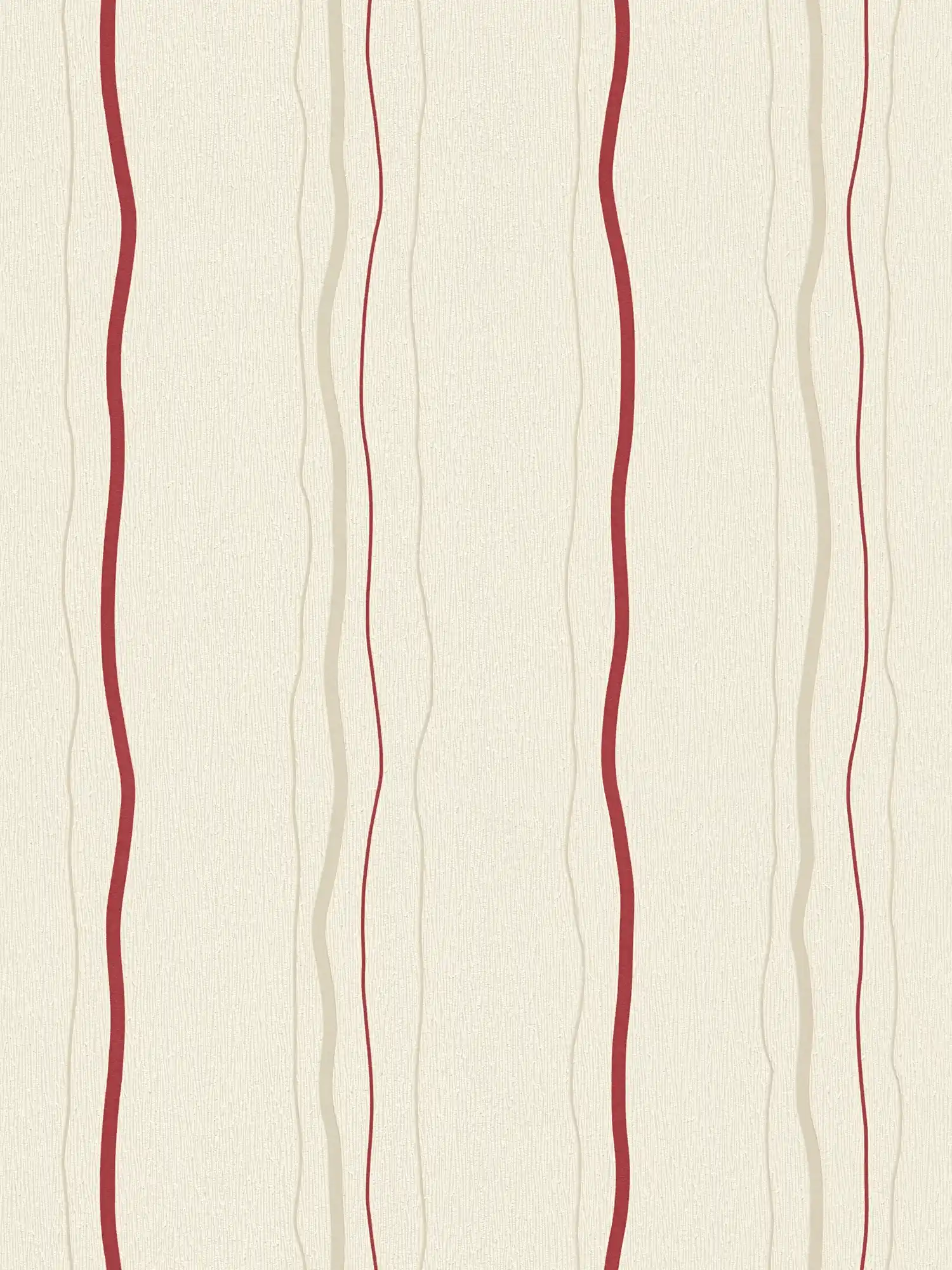 Tapete mit Linienmuster vertikal gestreift – Creme, Rot, Beige

