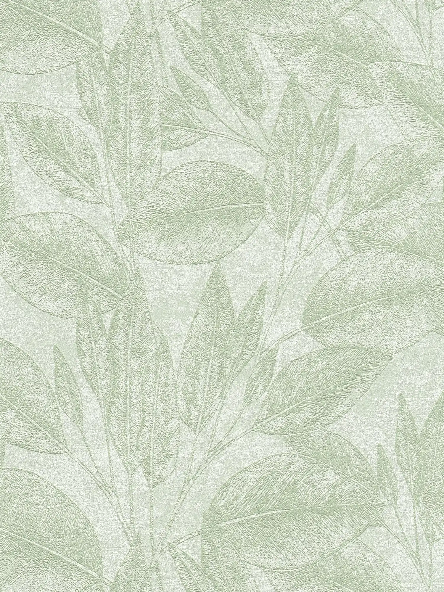 Natürliche Vliestapete mit Blätter & Strukturmuster – Grün
