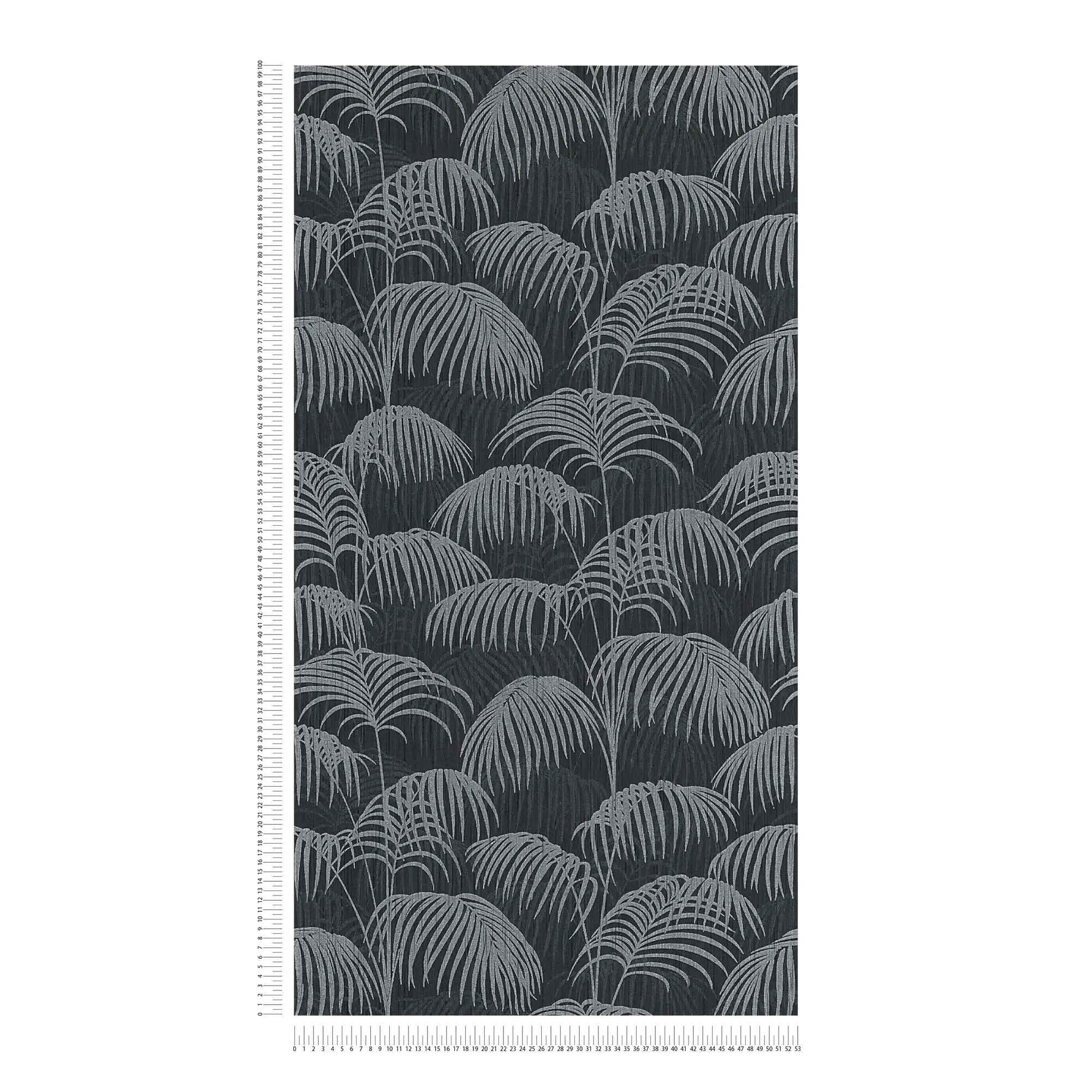             Tapete Palmblätter Natur Muster mit Tiefeneffekt – Grau, Schwarz
        