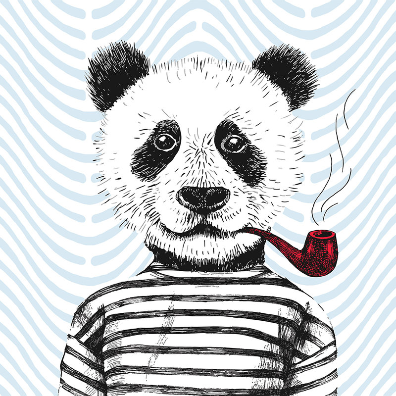         Fototapete Comic-Design für Kinderzimmer Panda-Motiv – Blau, Rot, Weiß
    
