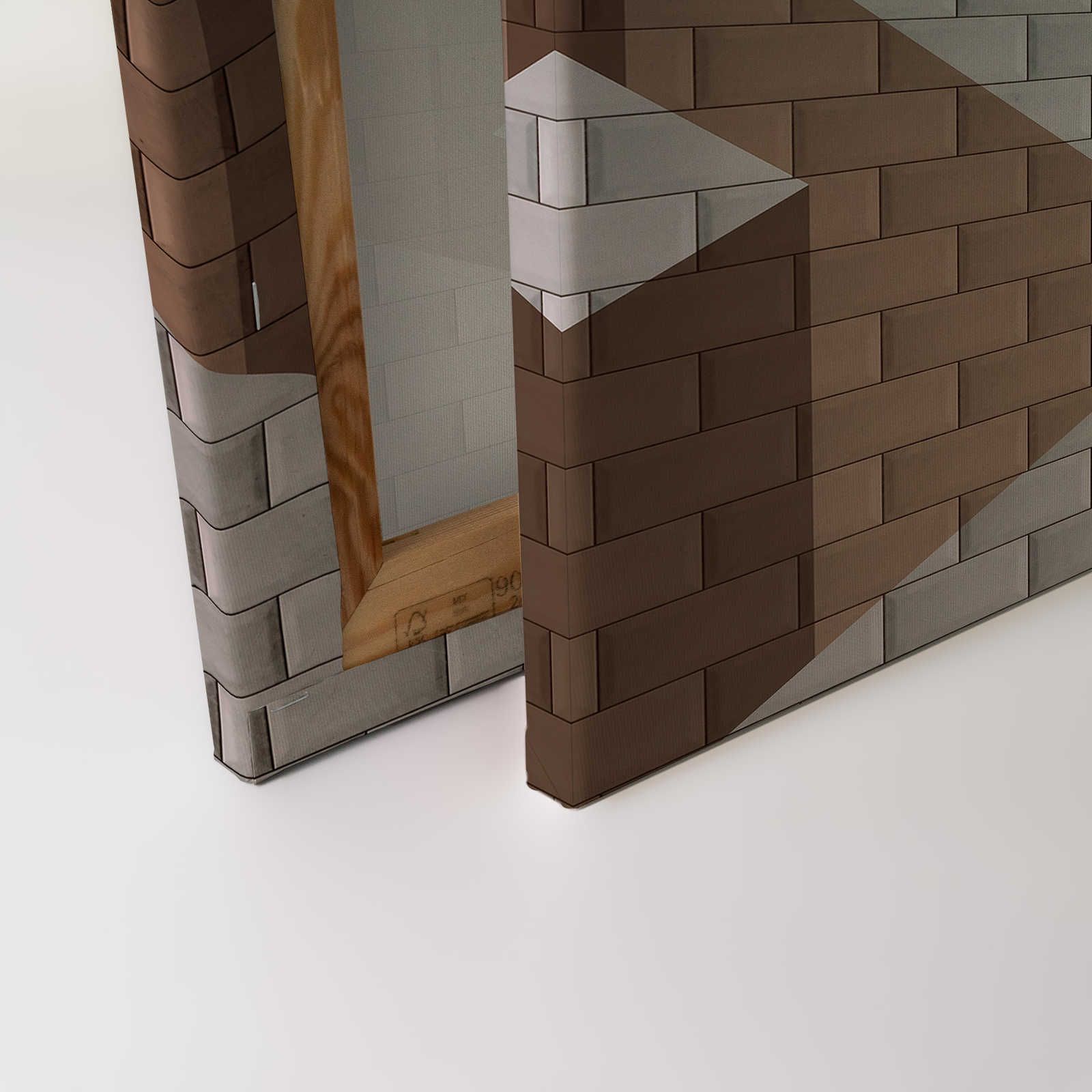             Leinwandbild Ziegelsteinmauer mit Block-Bemalung | beige – 0,90 m x 0,60 m
        