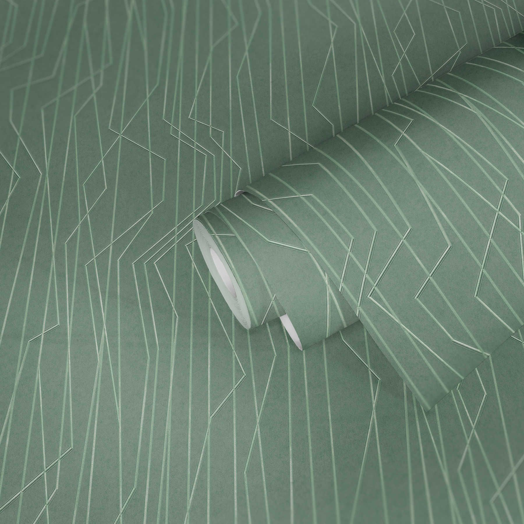             Grüne Vliestapete mit geprägtem Muster – Grün
        