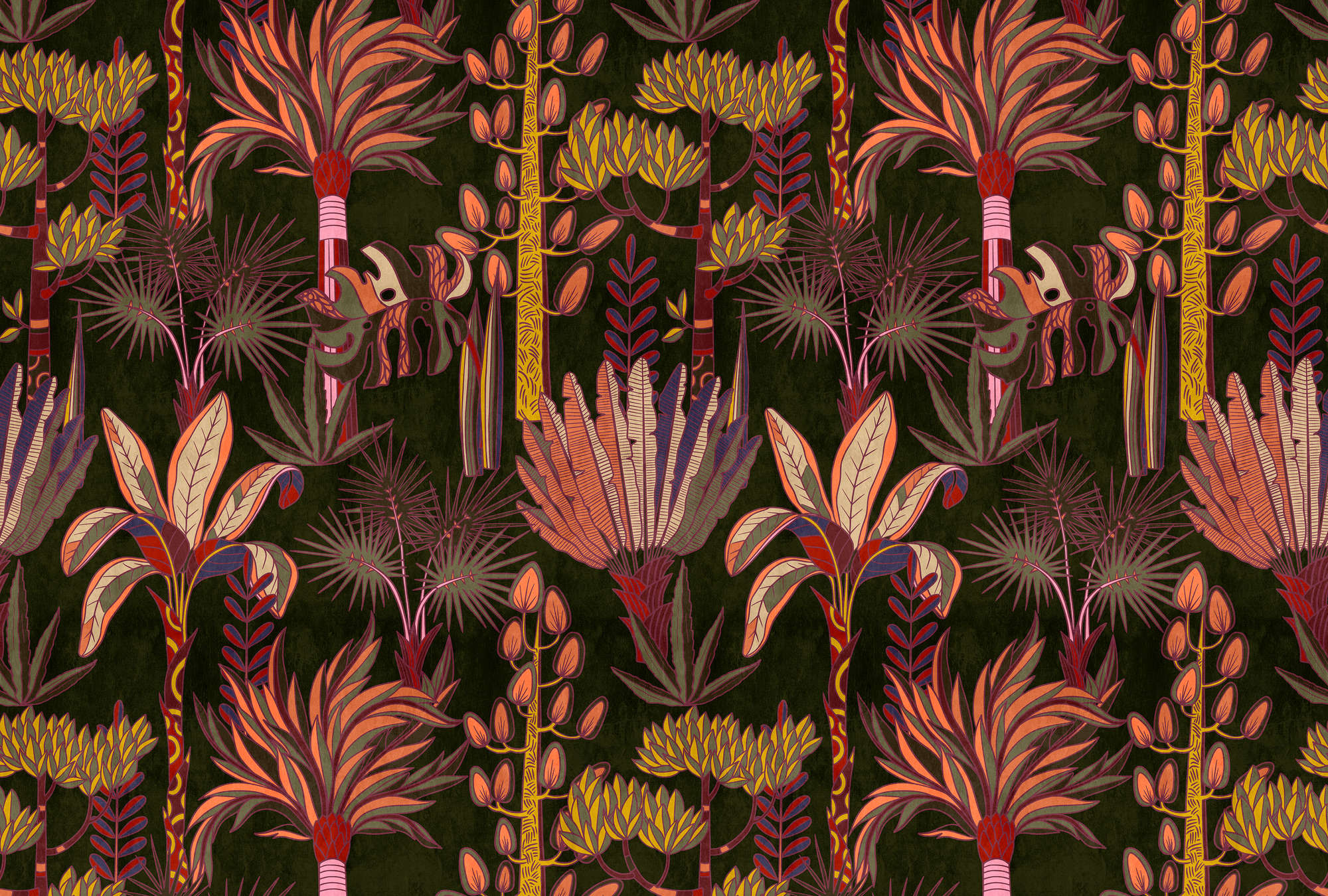             Lagos 1 – Palmen Fototapete bunter Grafik Stil im Textillook
        