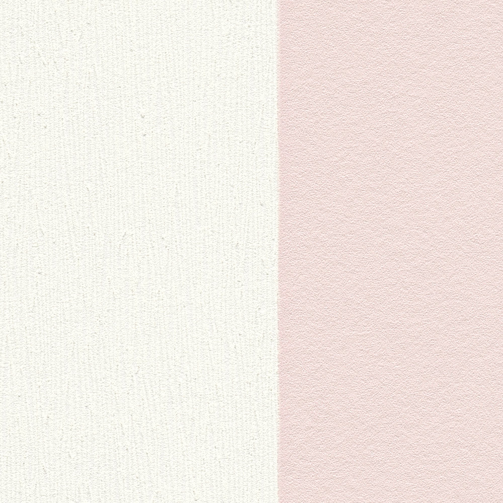             Streifen Tapete mit Strukturmuster, Blockstreifen Rosa & Weiß
        