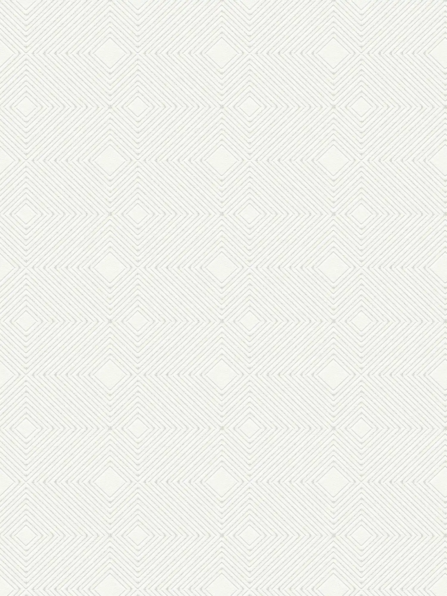 Tapete mit geometrischem Muster & Metallic Effekt – Weiß

