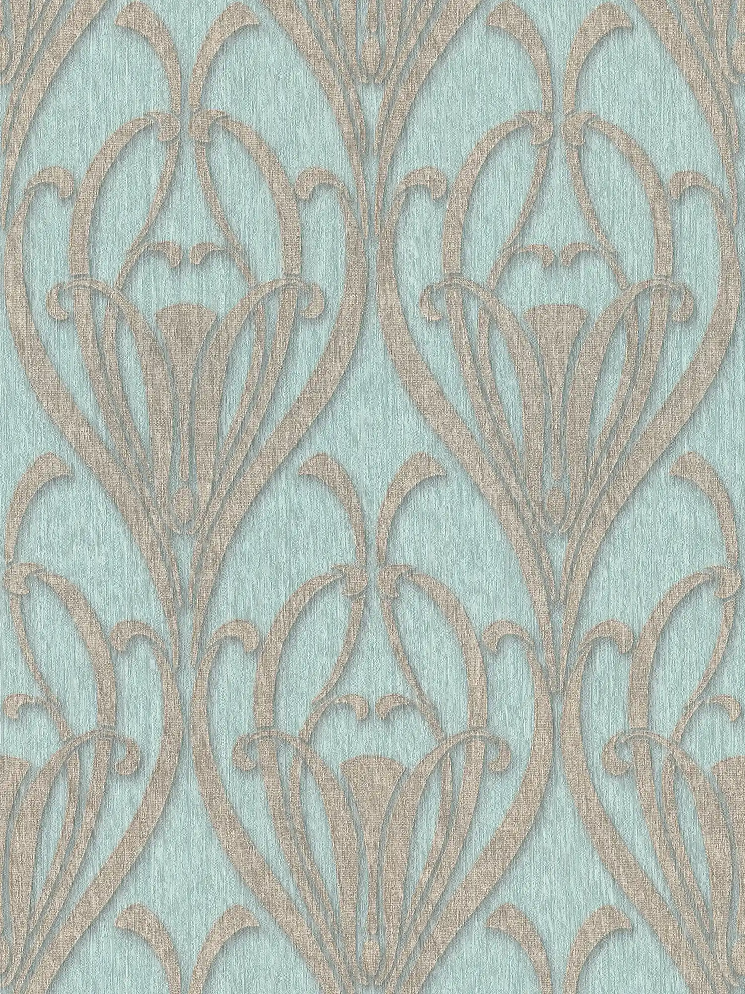         Mintgrüne Tapete Art Deco Muster mit Struktureffekt
    