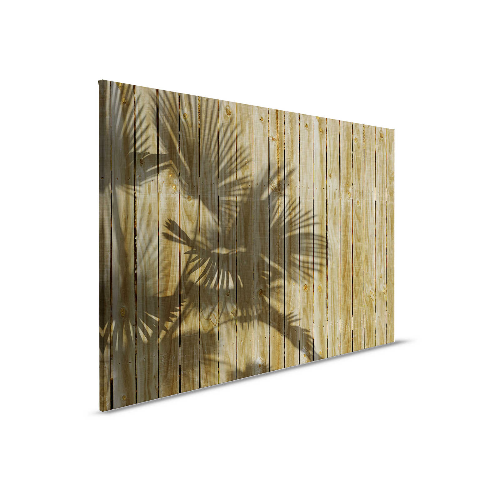         Leinwandbild mit Holzoptik und Palmblatt-Schatten – 0,90 m x 0,60 m
    