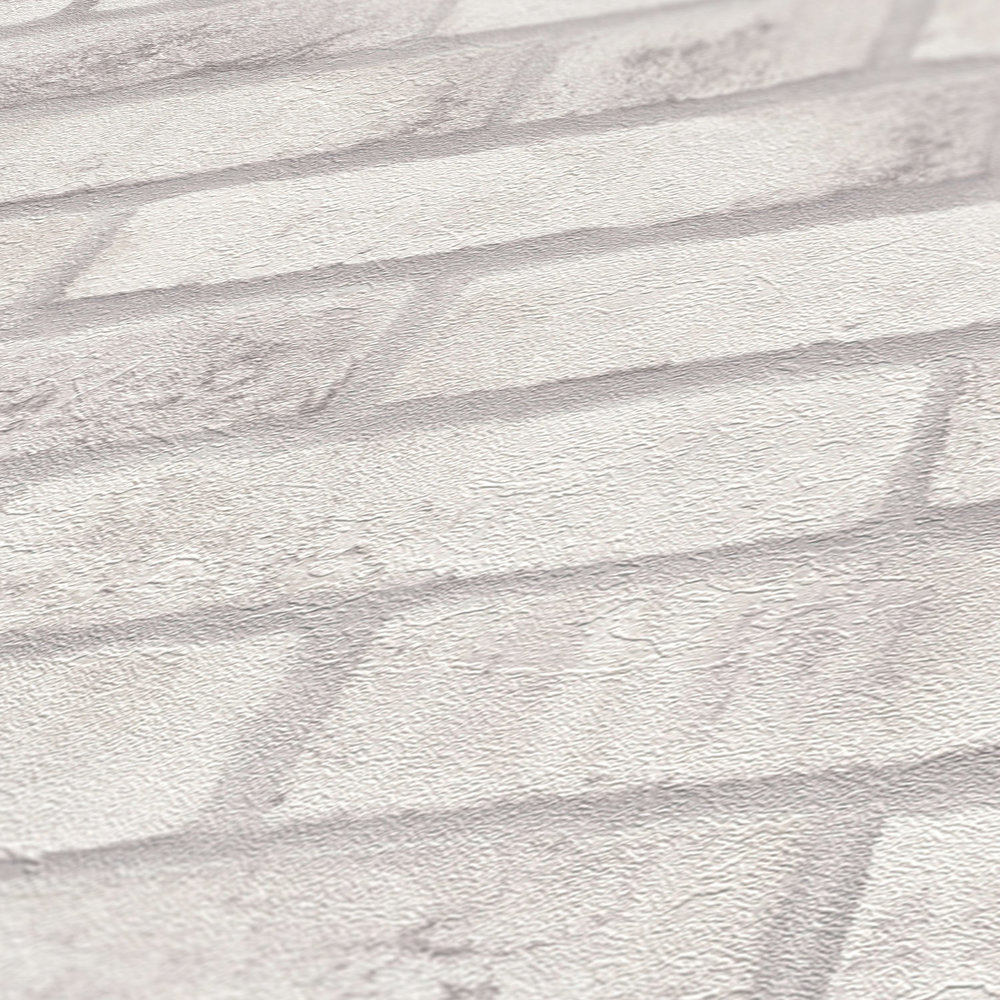             Vliestapete mit Ziegelsteinmauer – Weiß, Grau, Grau
        