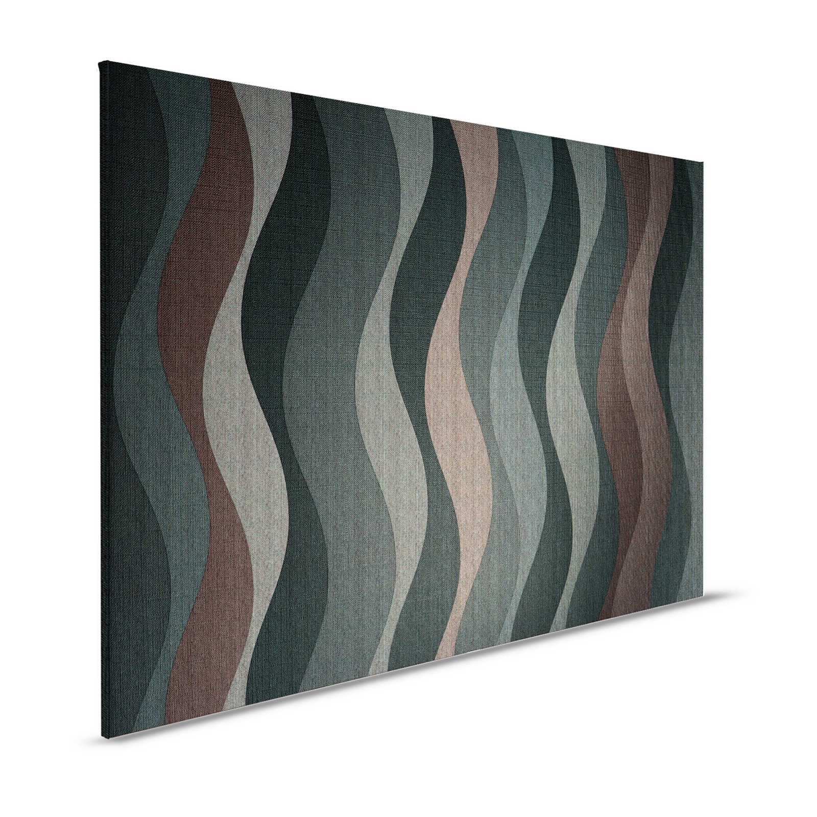 Savoy 1 - Dunkles Leinwandbild Retro Grafik Wellen Muster – 1,20 m x 0,80 m
