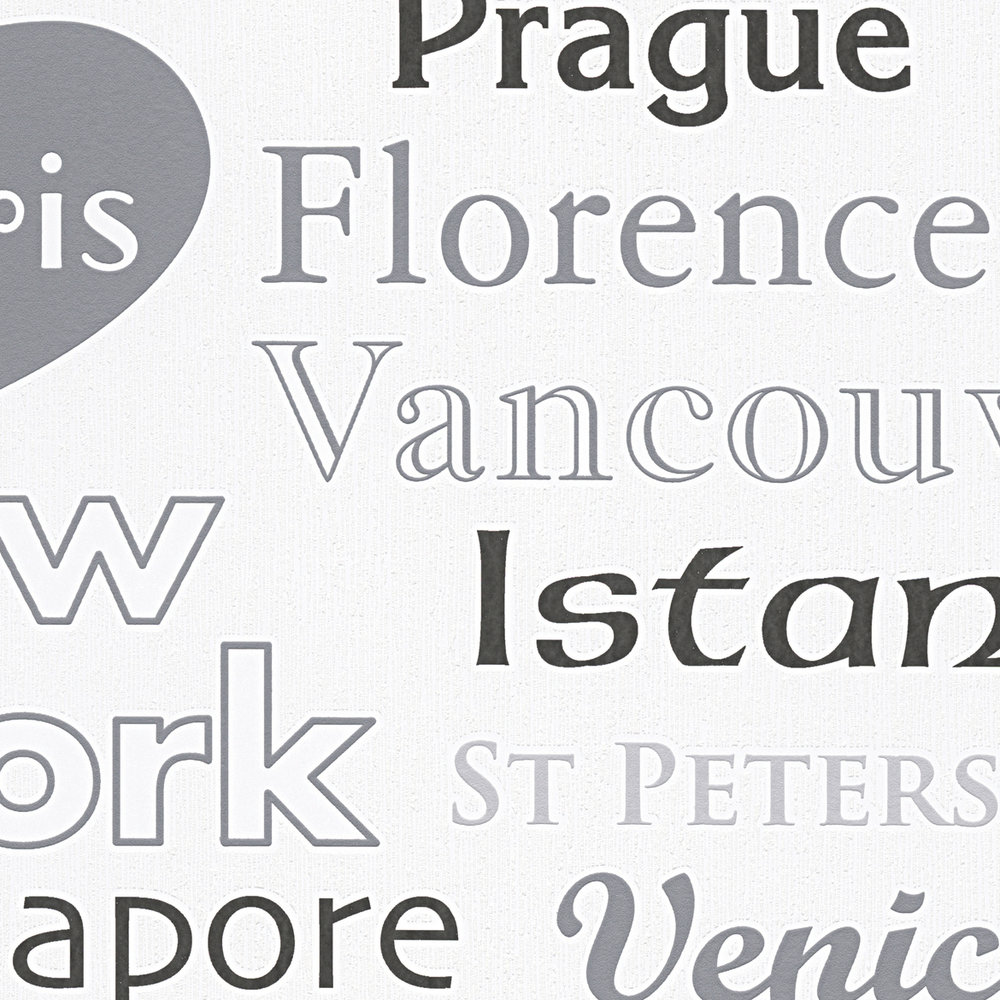            Vliestapete Städte, Typografie & Reiseziele– Grau, Braun, Weiß
        