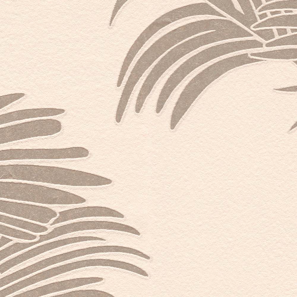             Palmenblätter Tapete Rosa mit Metallic & Matt Effekt
        