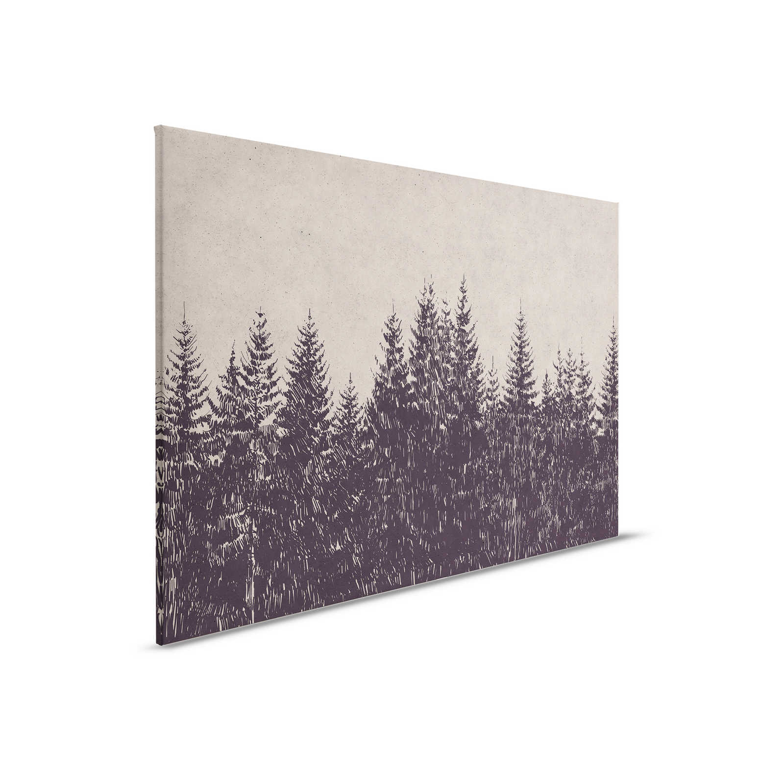 Leinwandbild Wald Tannen im Zeichenstil – 0,90 m x 0,60 m
