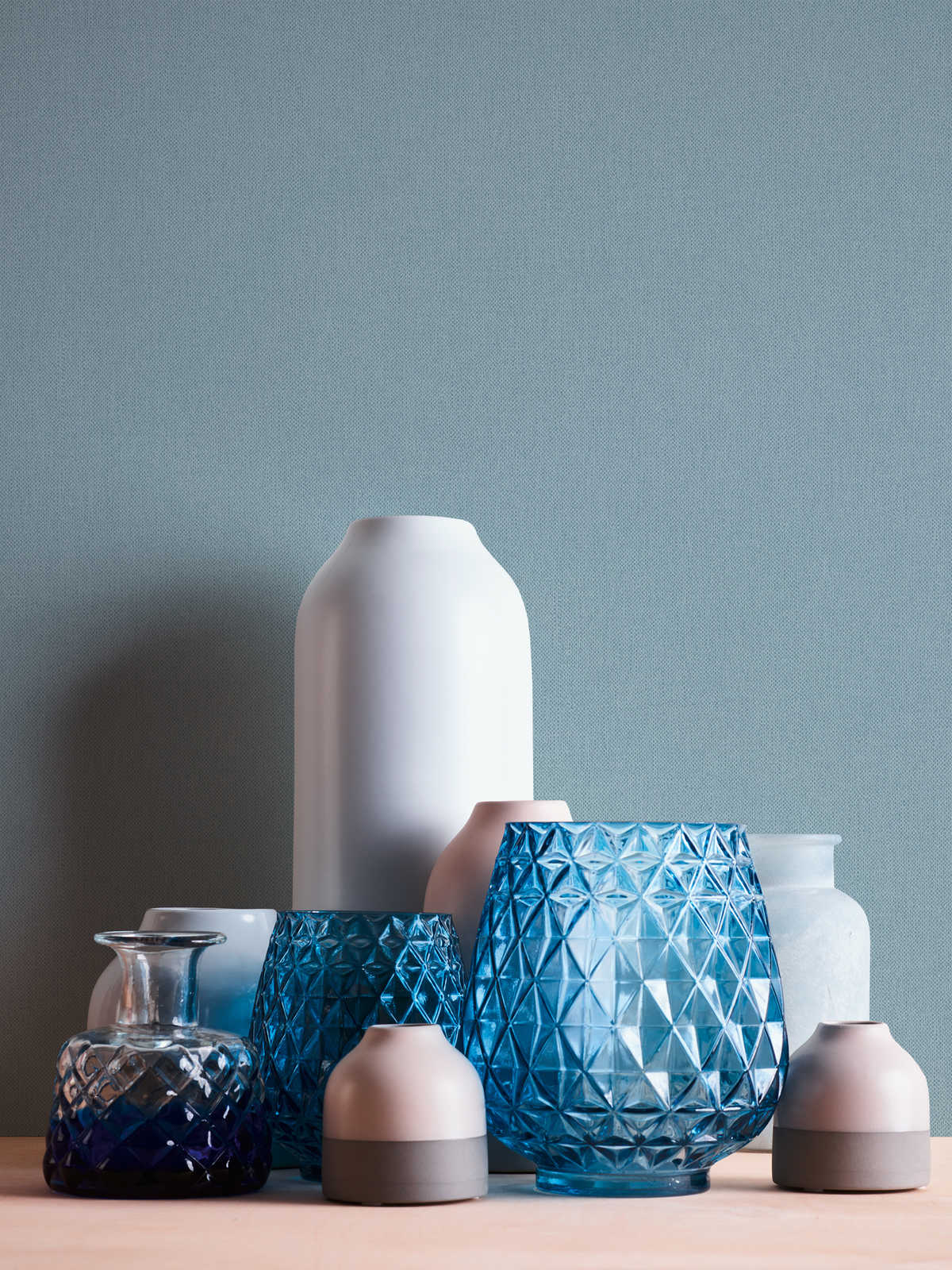             Tapete Blaugrau mit Gewebestruktur & matter Farbe – Blau
        