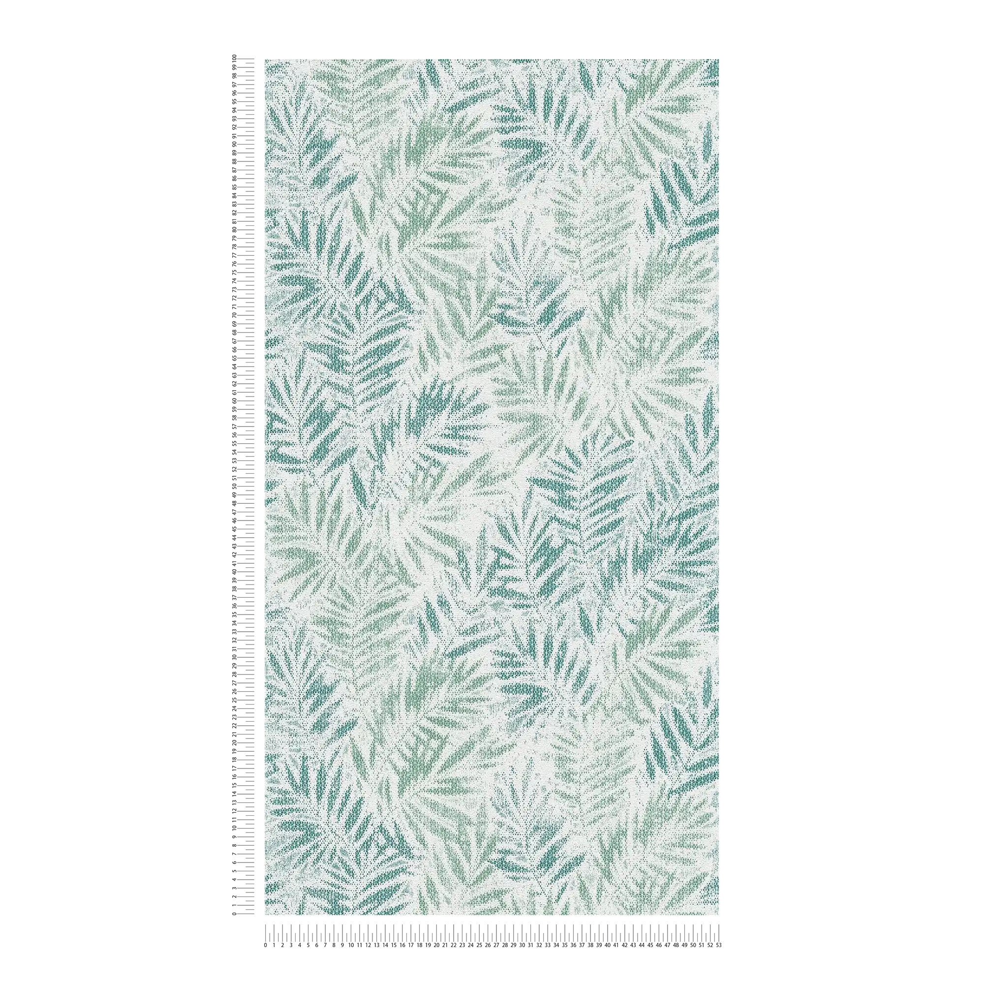             Blättermuster Tapete mit Glanzstruktur – Weiß, Grün
        