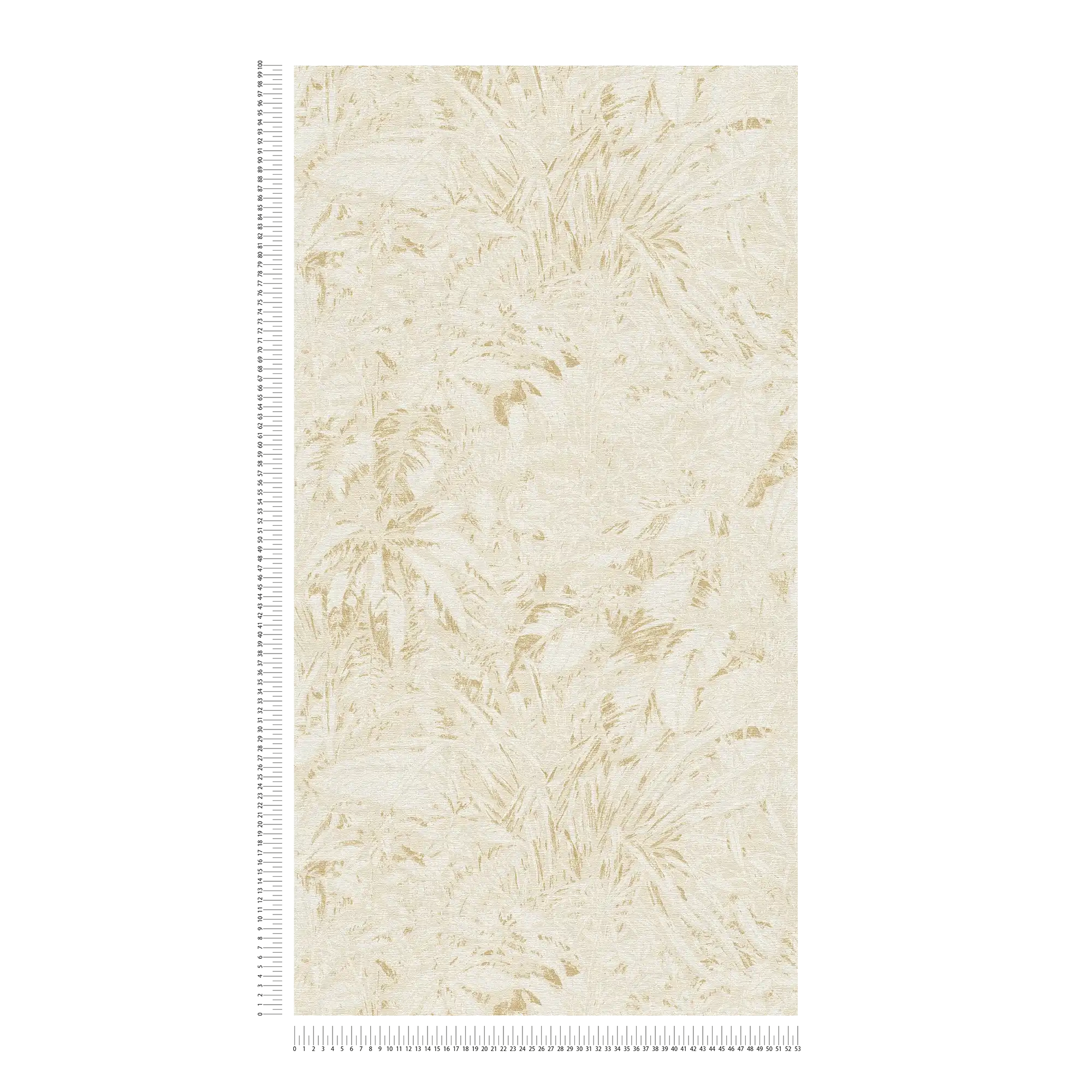             Dschungel Tapete in sanften Farben mit Blatt Muster – Beige, Weiß, Gold
        