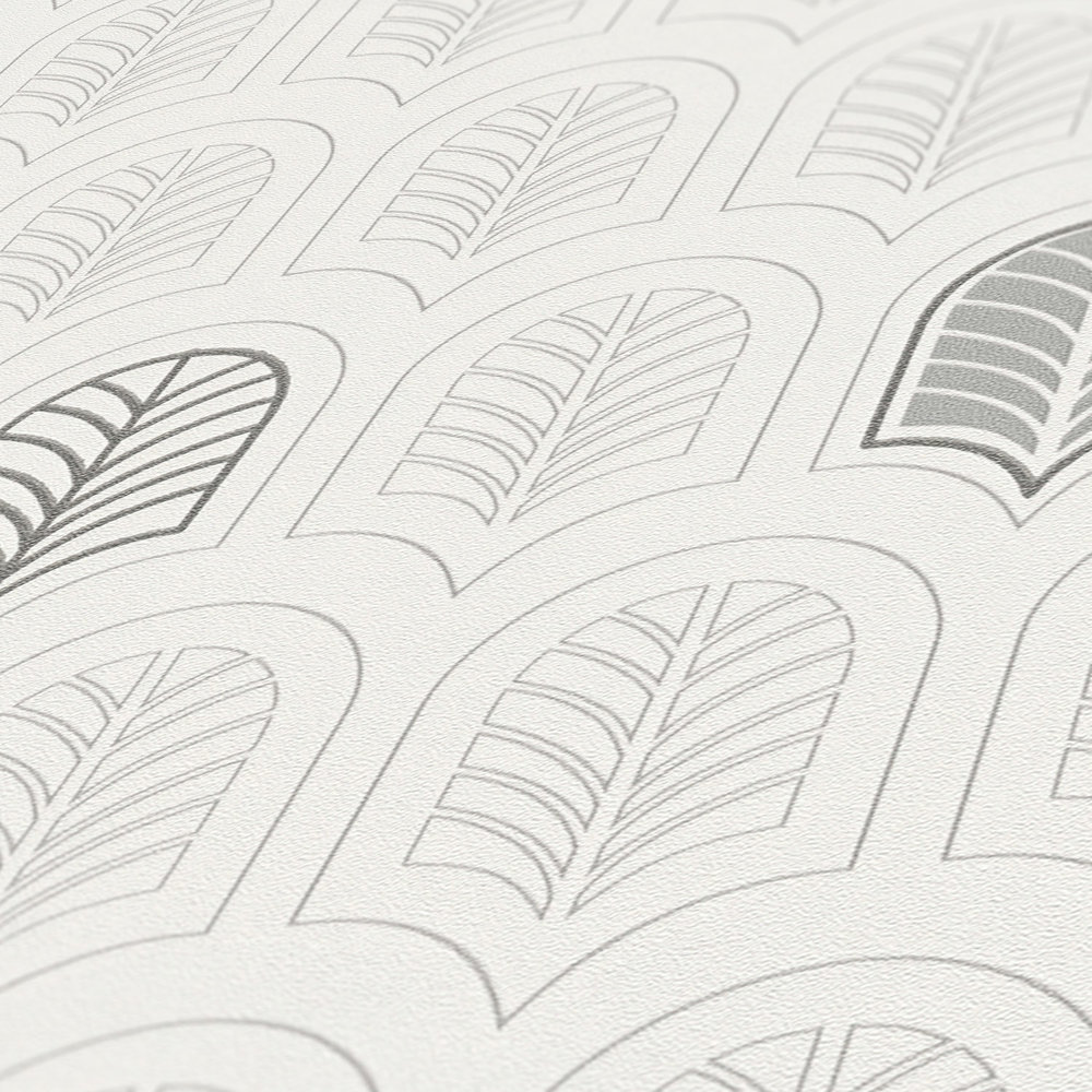             Retro-Tapete im Art Déco Stil, Matt & Glitzer-Effekt – Weiß, Grau, Anthrazit
        