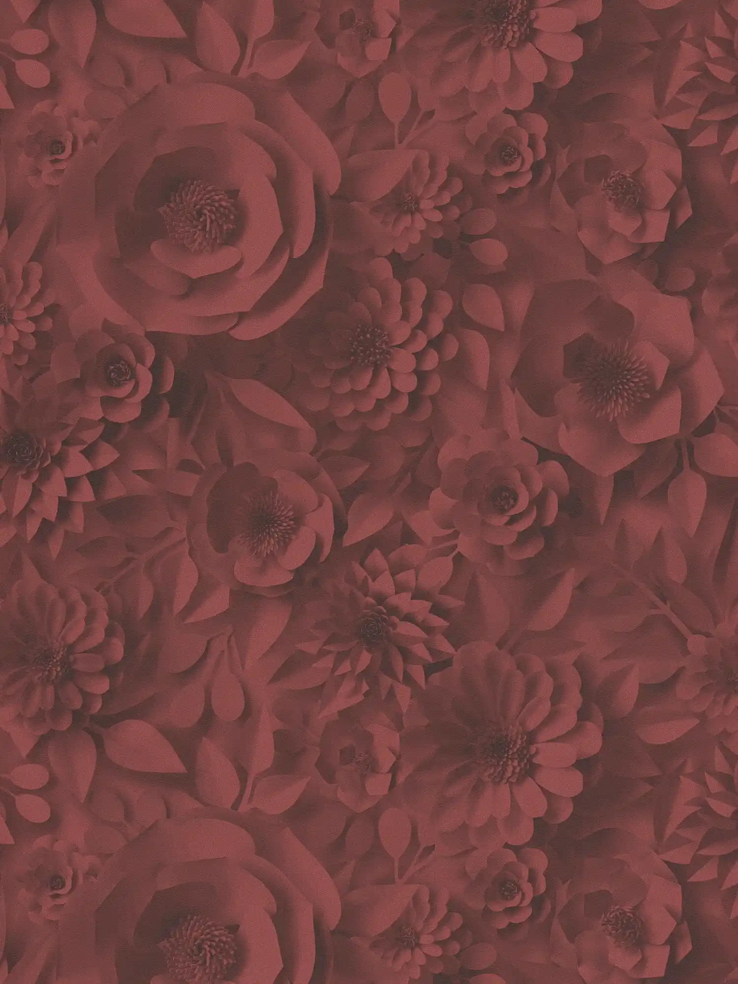         3D Tapete mit Papierblumen, Grafik Blüten-Muster – Rot
    