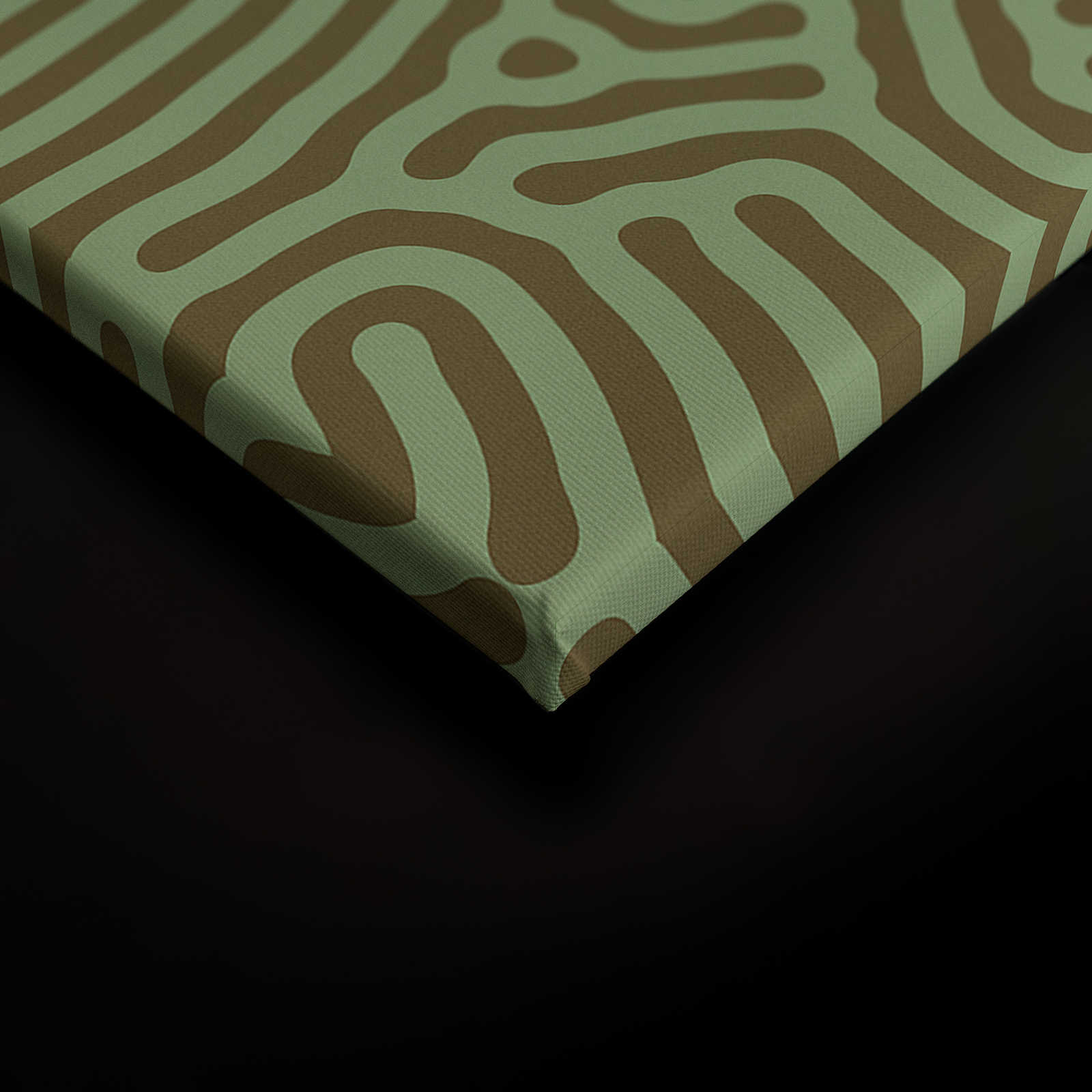             Sahel 1 - Grünes Leinwandbild Labyrinth Muster Salbeigrün – 1,20 m x 0,80 m
        