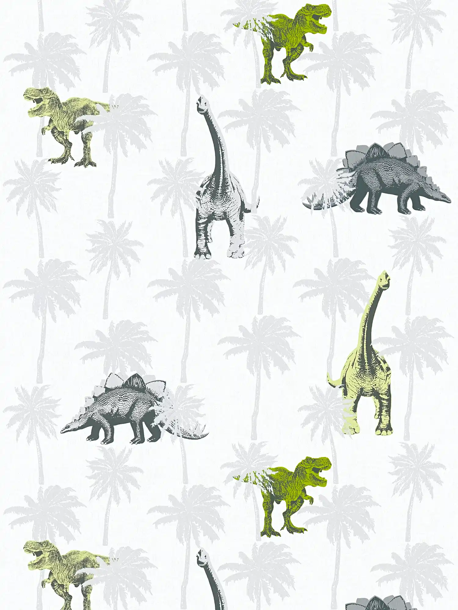         Kinderzimmer Tapete Dinosaurier für Jungen – Grau, Grün
    