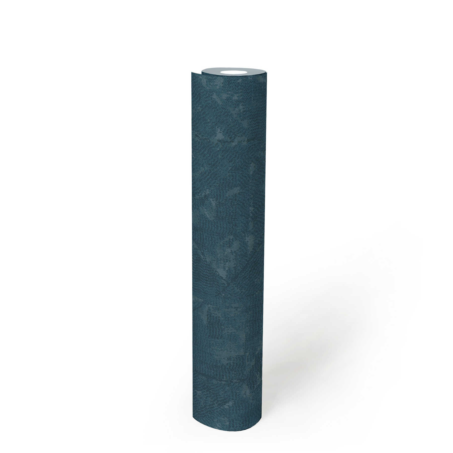             Petrolfarbene Vliestapete asymmetrische Details – Blau, Grau
        