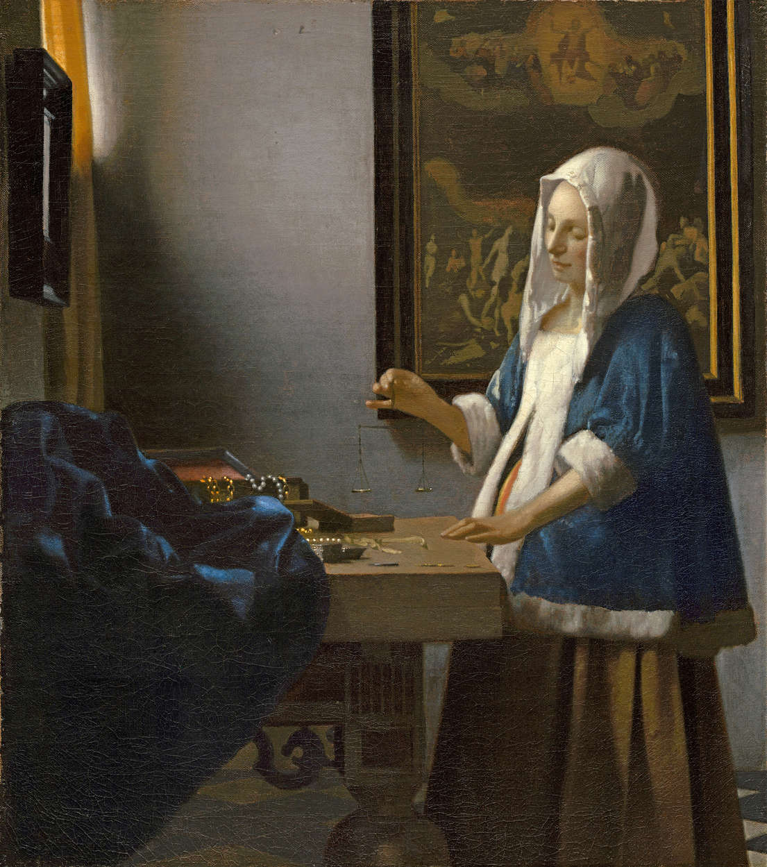             Fototapete "Frau mit Waage" von Jan Vermeer
        