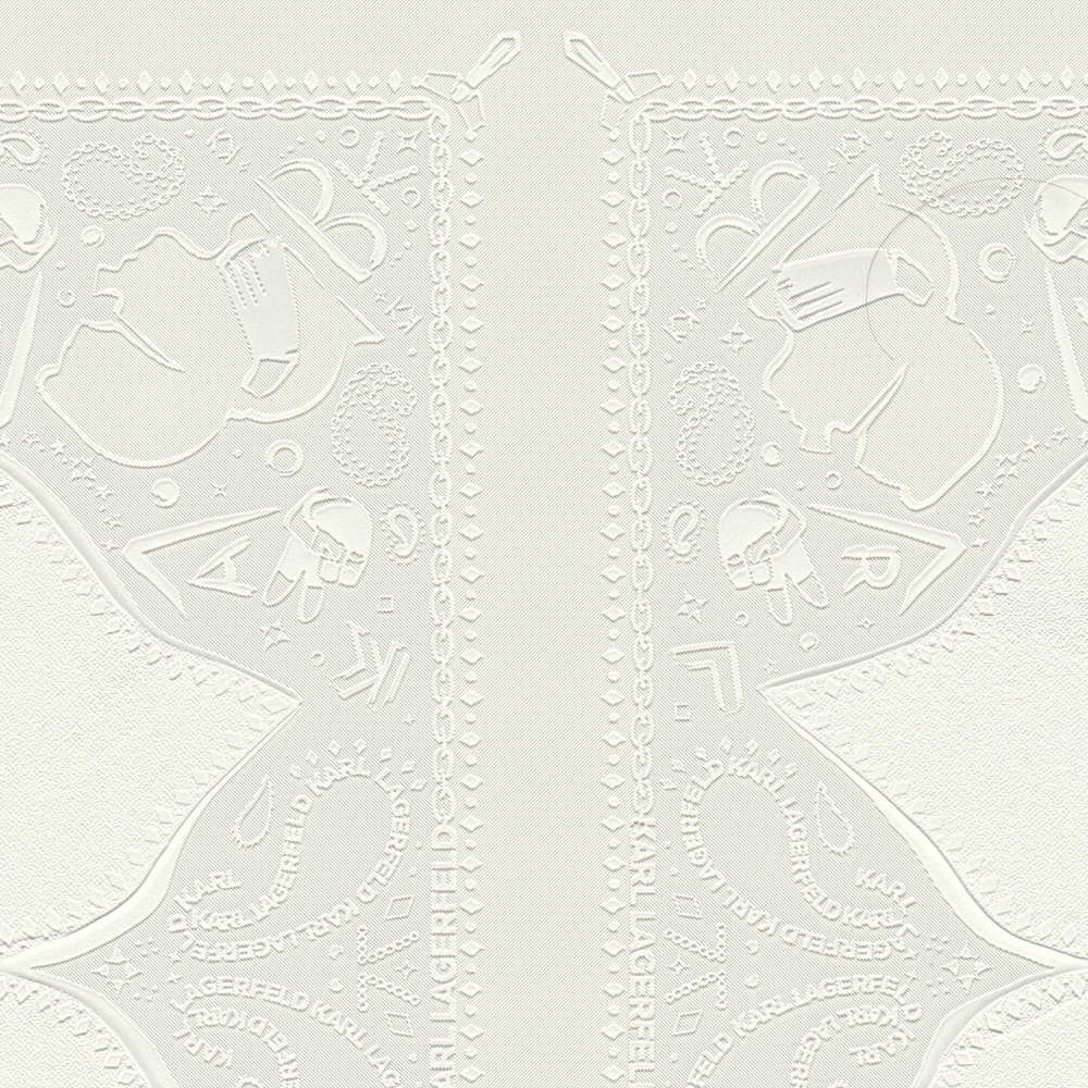             Karl LAGERFELD Tapete Krawatte & Doodle Art – Weiß
        