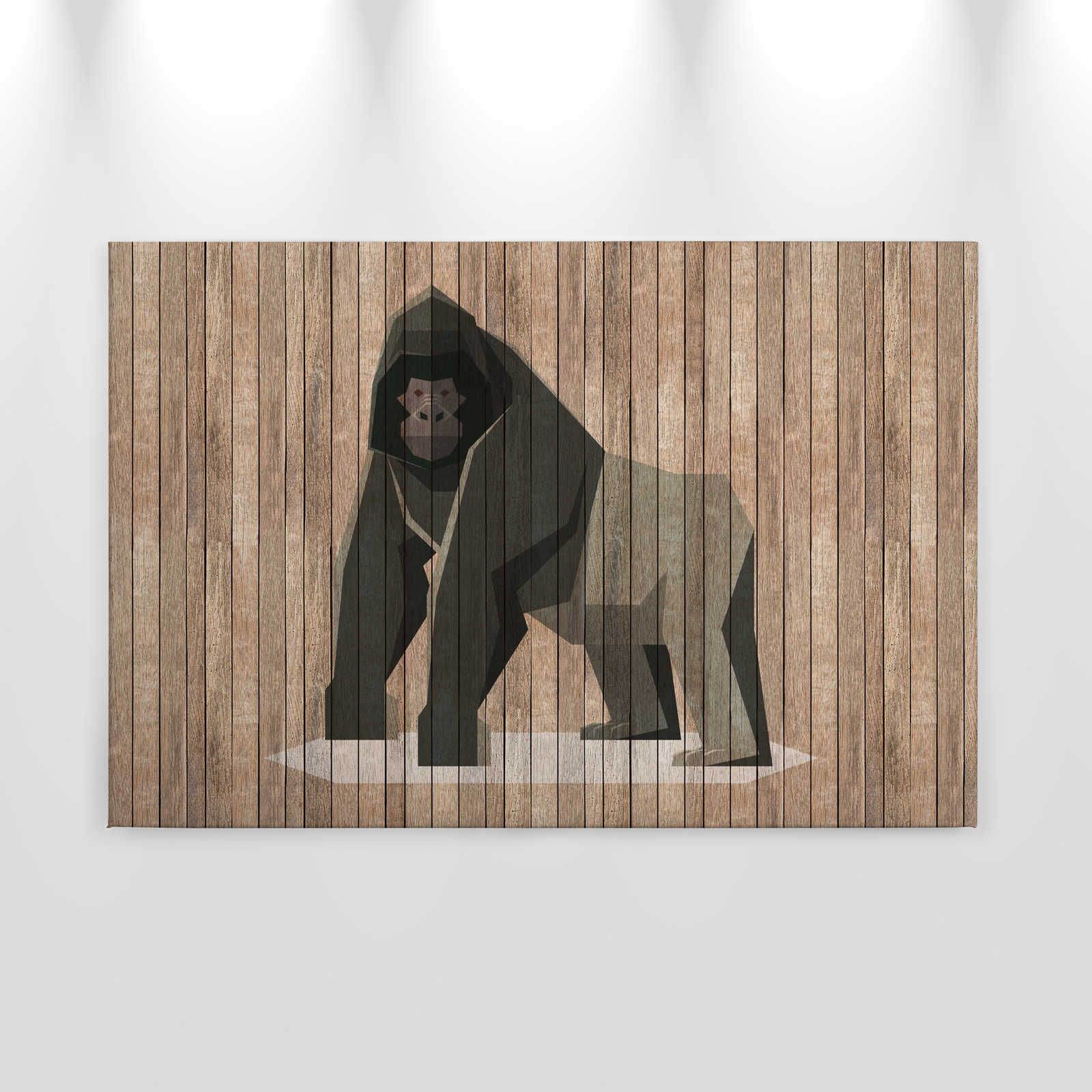             Born to Be Wild 3 - Leinwandbild Gorilla auf Bretterwand - Holzpaneele Breit – 0,90 m x 0,60 m
        