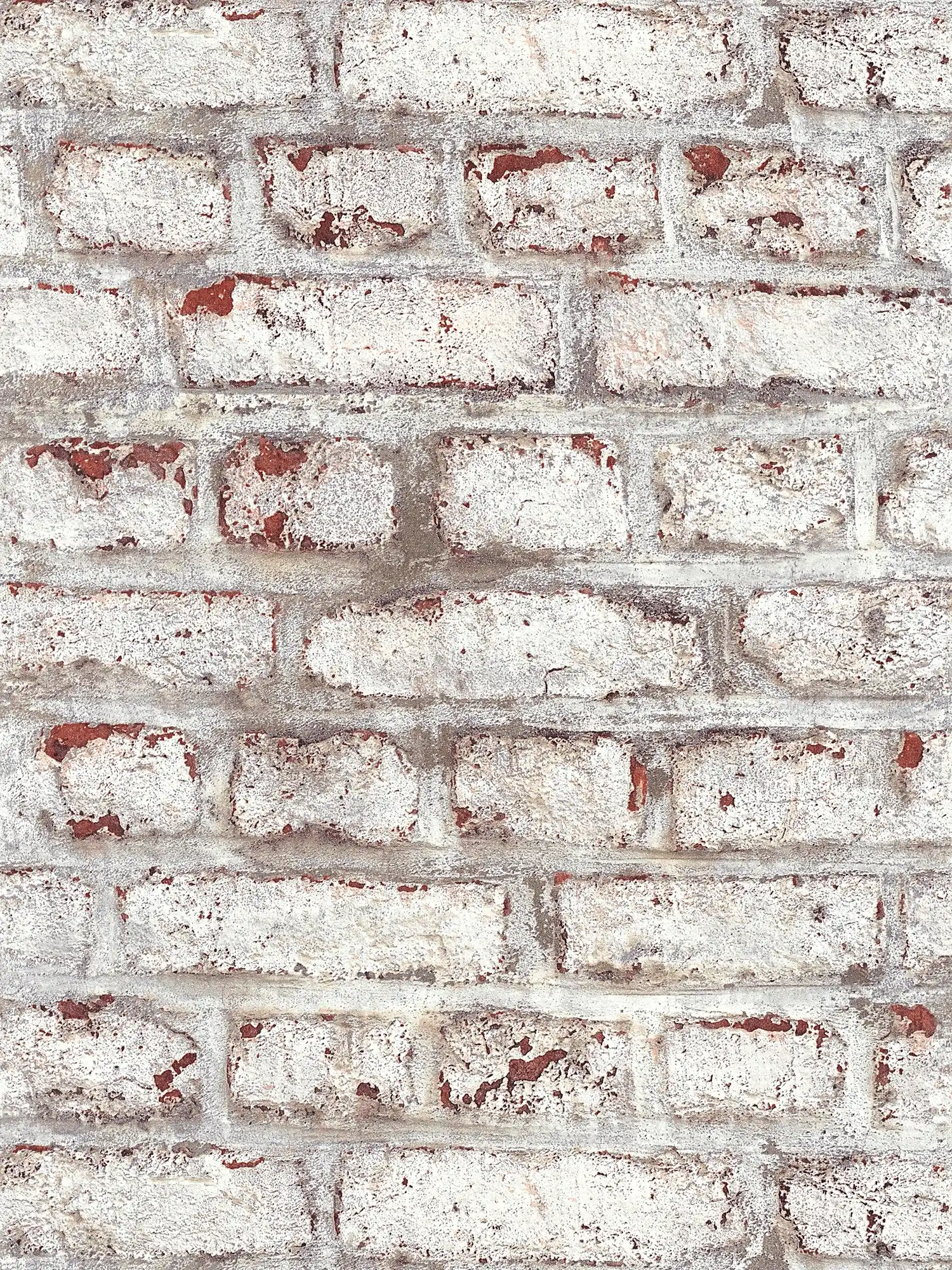         Mauerwerk-Tapete mit rustikaler Backsteinwand gekalkt – Weiß, Braun, Grau
    