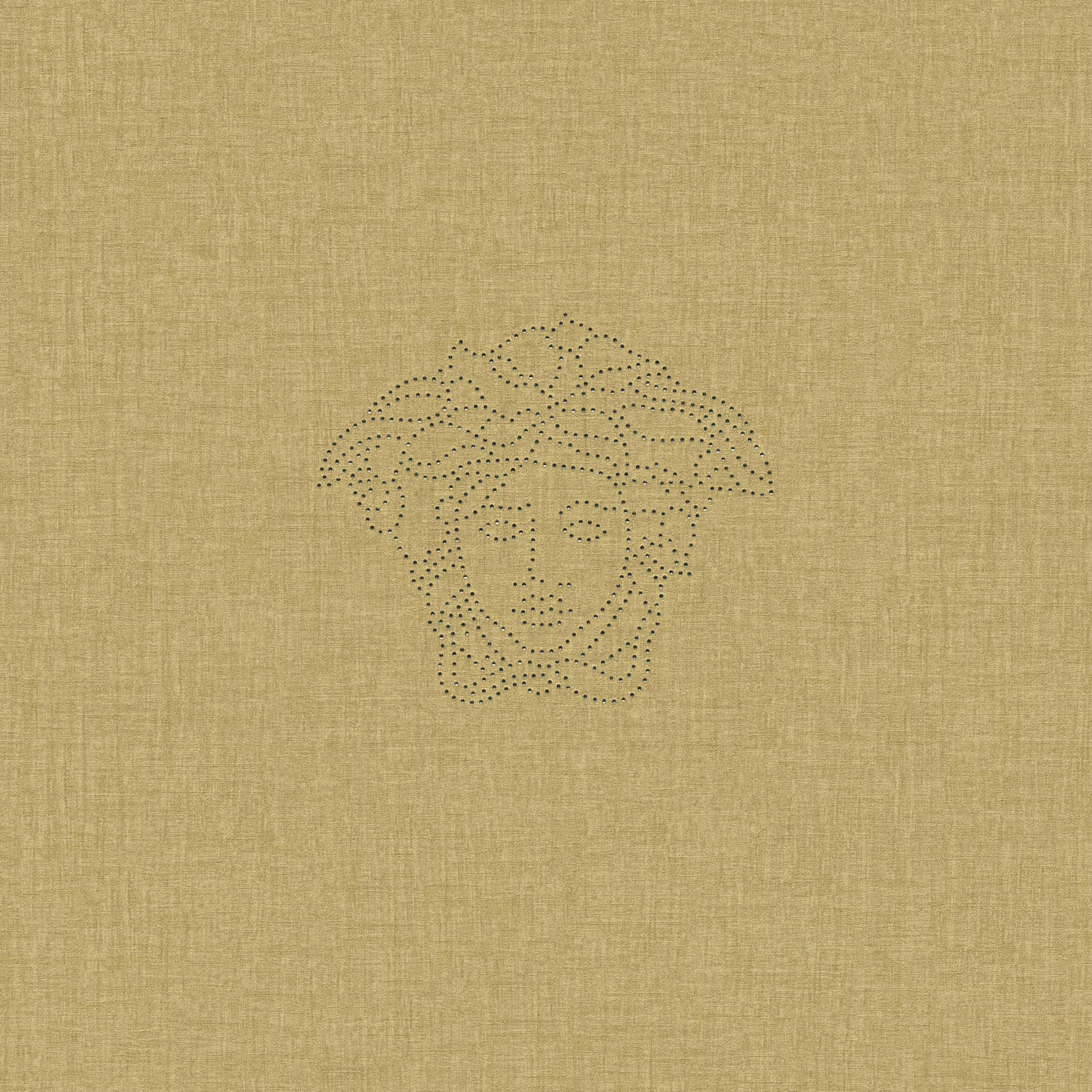             Einfarbige Vliestapete Gold-Gelb mit Perlen Logo – Metallic
        