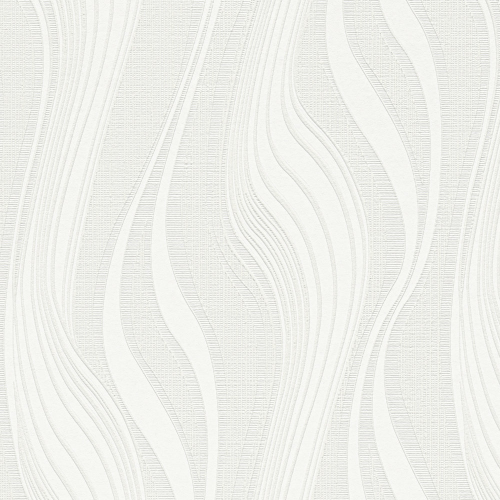             Tapete mit organischem Linienmuster und 3D-Effekt – Weiß
        