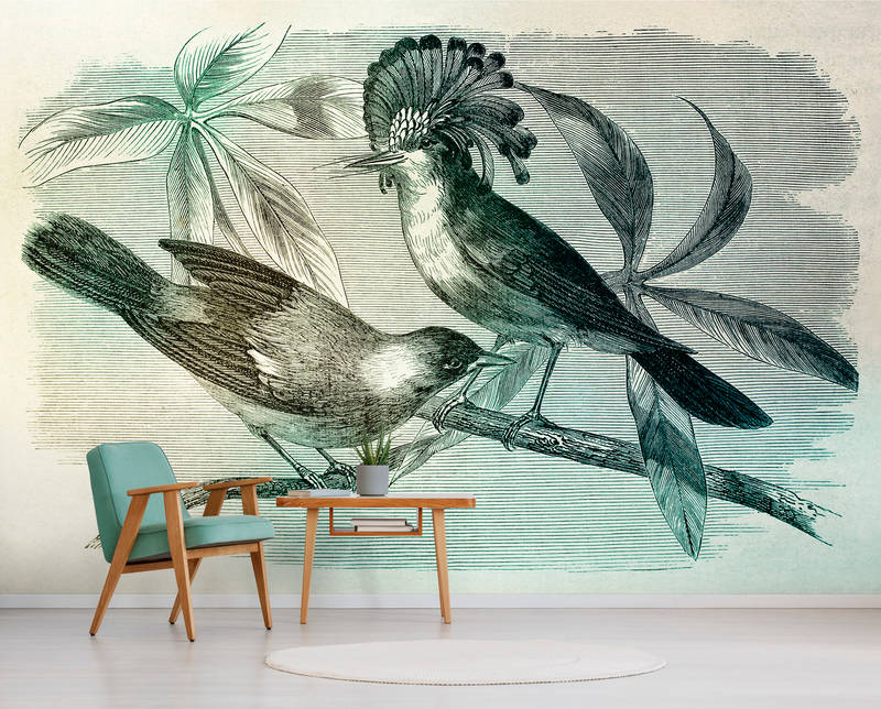             Fototapete Vogel Muster im Retro Stil – Walls by Patel
        