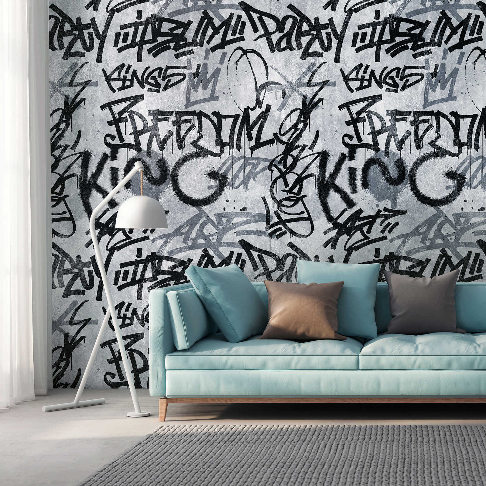         Tapeten-Neuheit | Motivtapete Graffiti & Beton Design, grau & urban
    