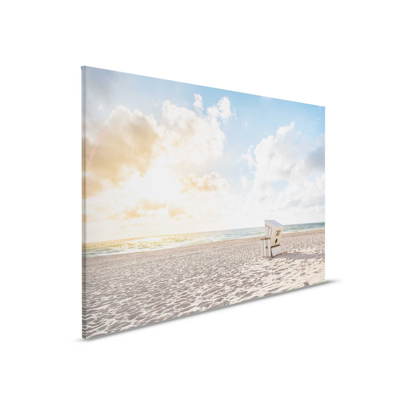         Leinwand mit Strandkorb bei Sonnenaufgang – 0,90 m x 0,60 m
    