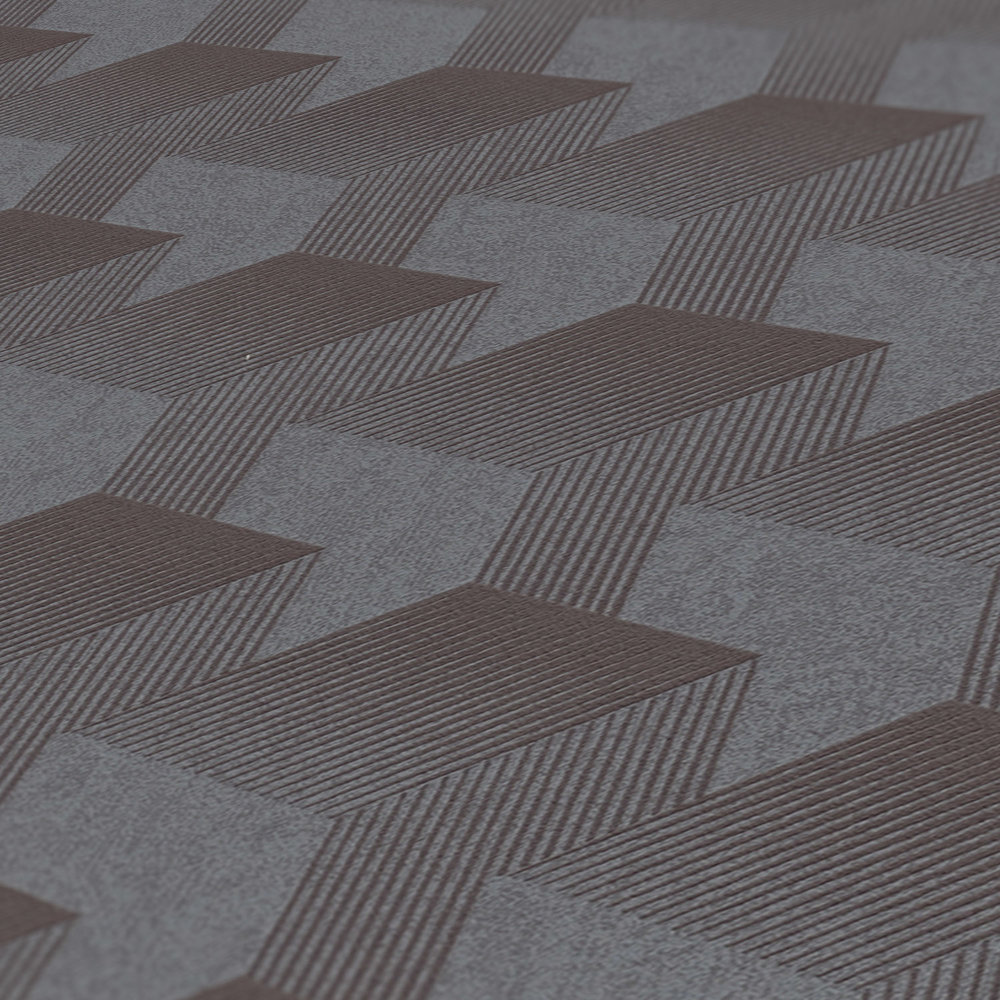             Grafik-Tapete mit 3D Muster matt – Dunkelgrau
        