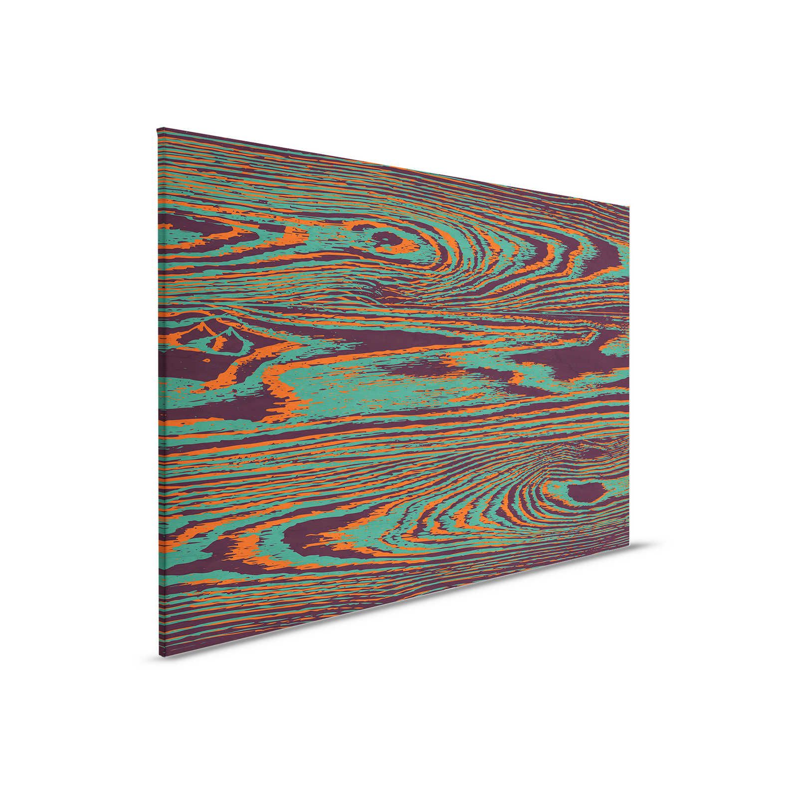         Kontiki 1 - Leinwandbild Holzmaserung Neon-Farben, Grün & Schwarz – 0,90 m x 0,60 m
    