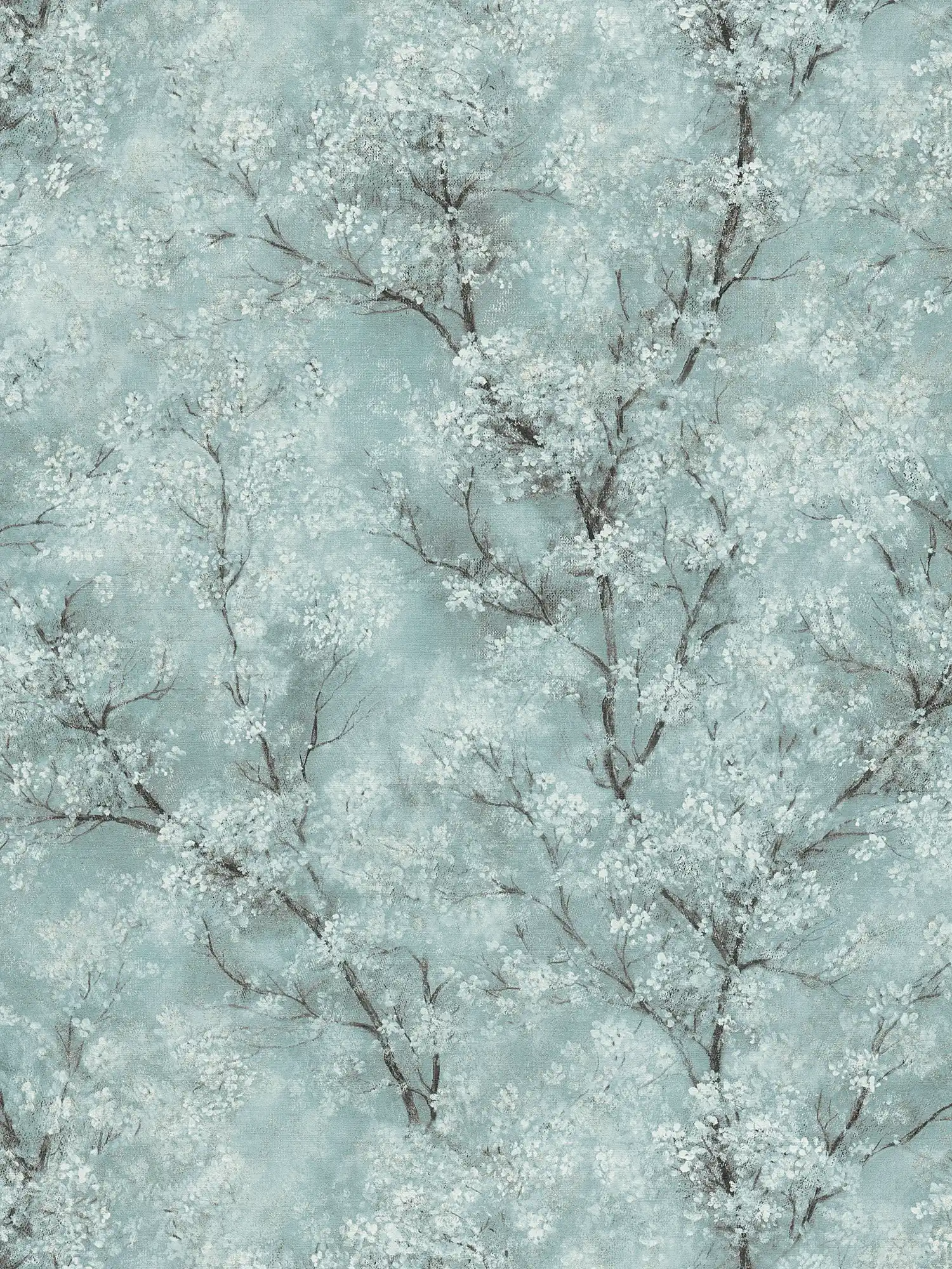         Tapete Kirschblüten Glitzer-Effekt – Grün, Blau, Grau
    