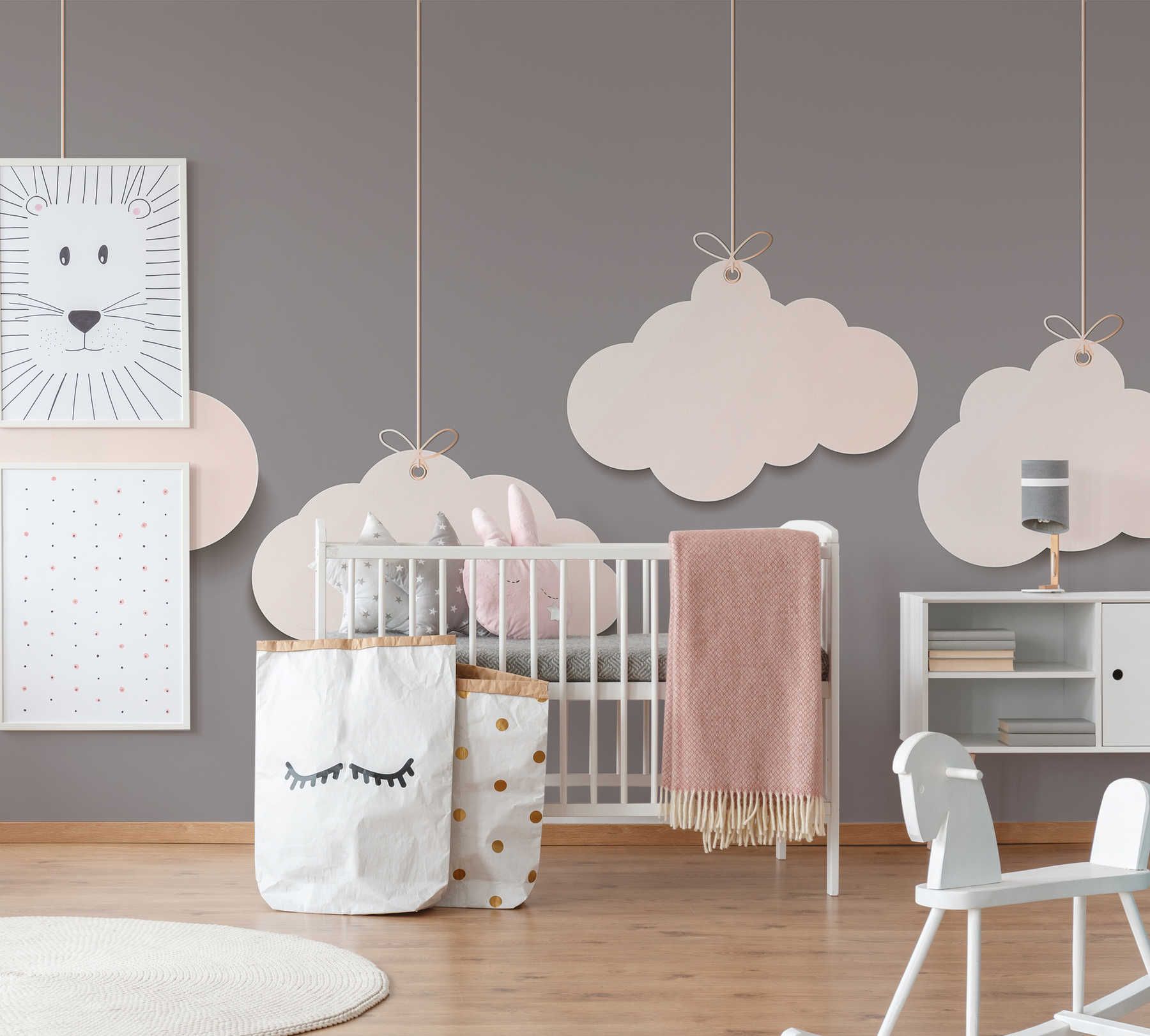 Kinderzimmer Wolken Fototapete – Grau, Weiß