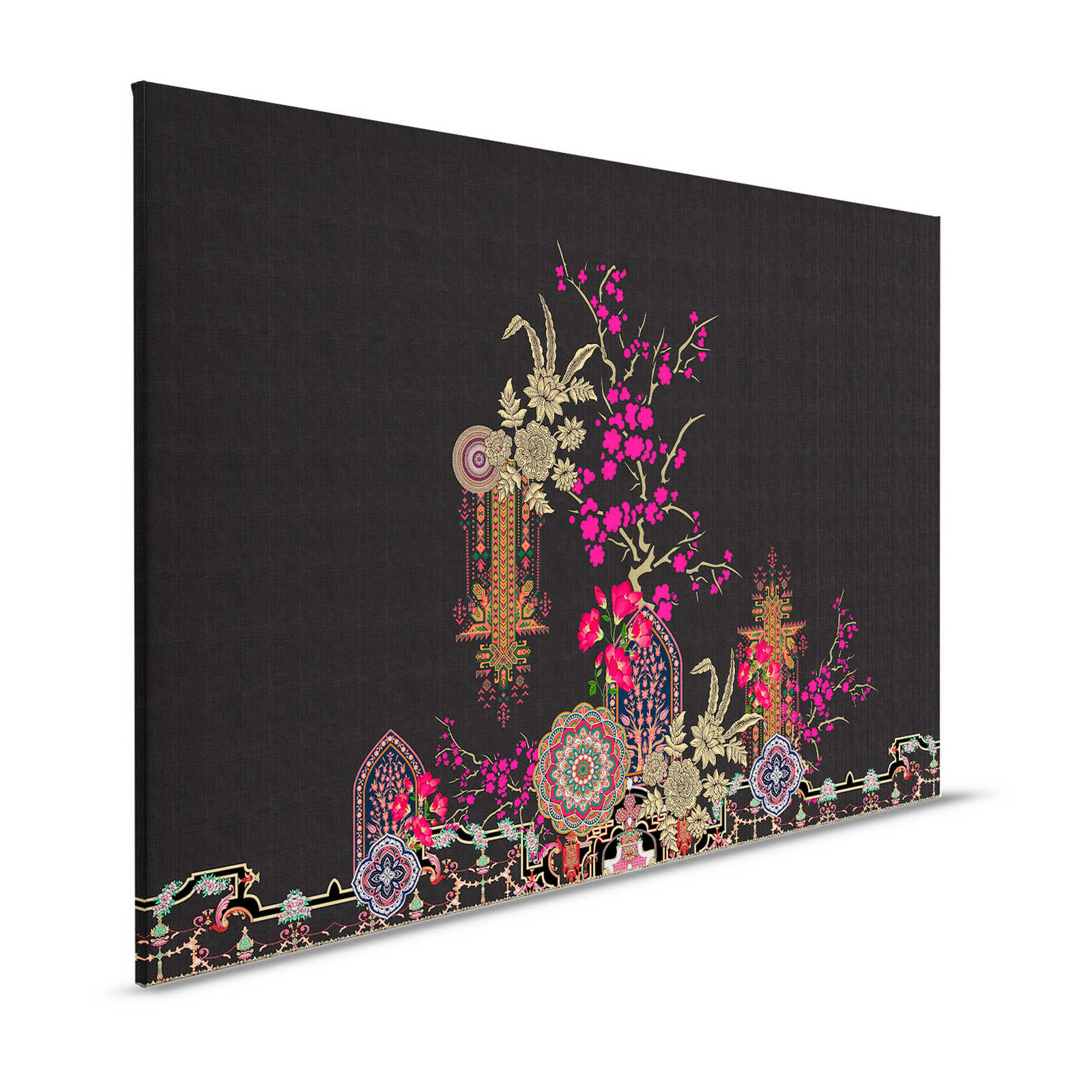 Oriental Garden 2 - Leinwandbild Tropische Muster & Blüten – 1,20 m x 0,80 m
