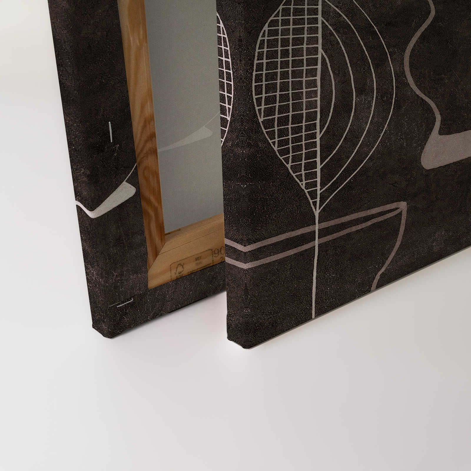             Pablos Room 2 - Schwarzes Leinwandbild Line Art Retro Muster – 0,90 m x 0,60 m
        