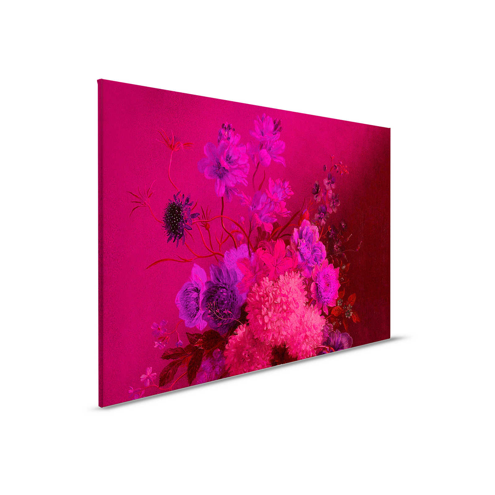         Neon Leinwandbild mit Blumen Stillleben | Bouquet Vibran 2 – 0,90 m x 0,60 m
    