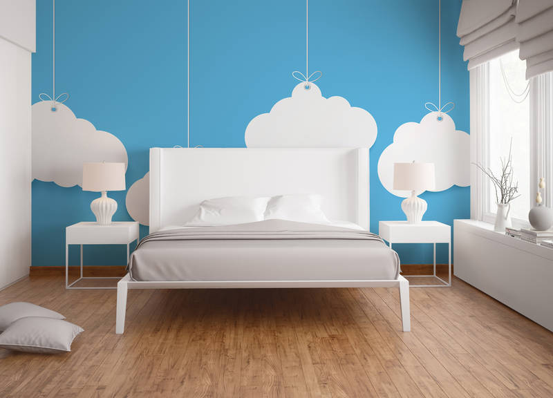             Kinderzimmer Wolken Fototapete – Blau, Weiß
        
